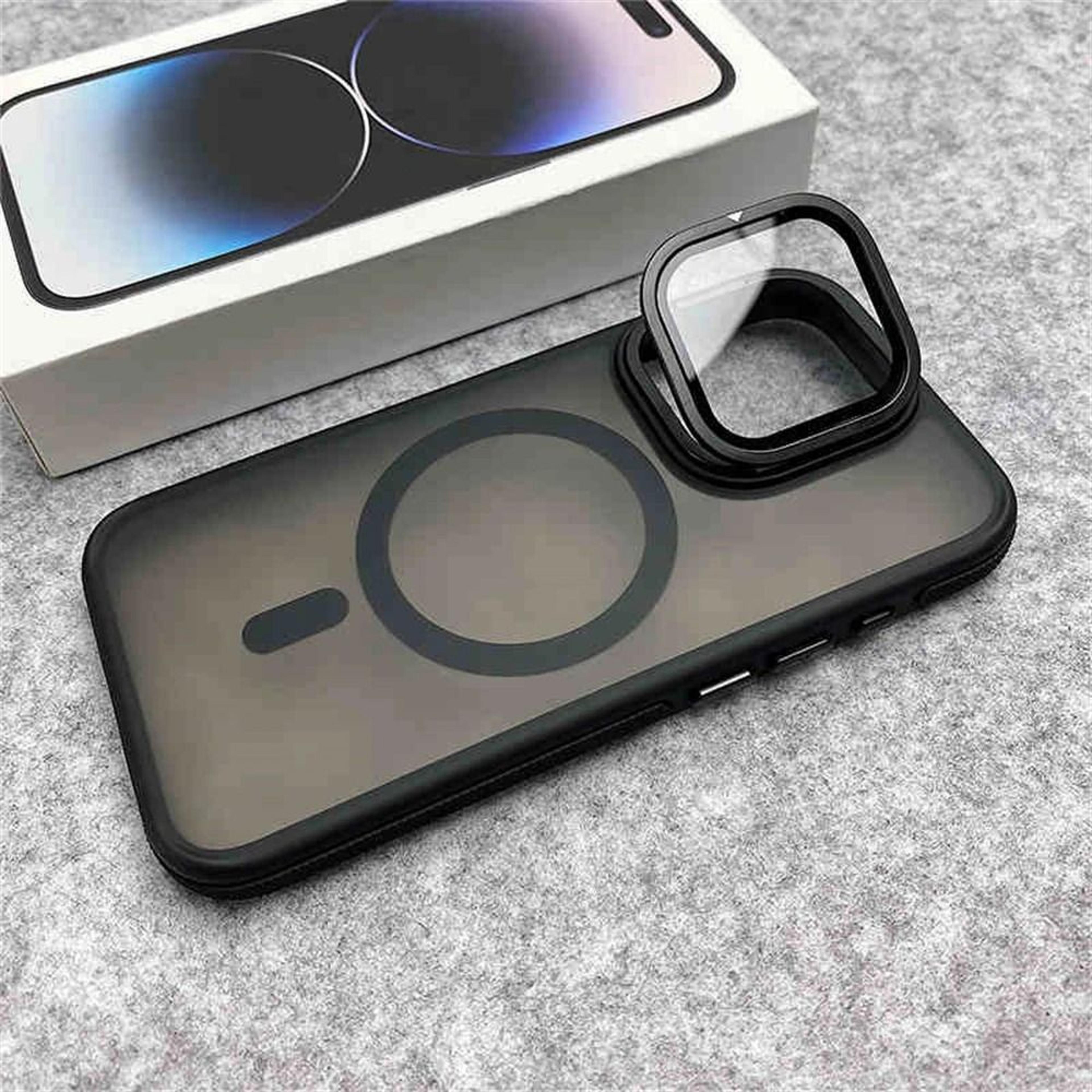 magnetic matte clear phone case with glass camera protection