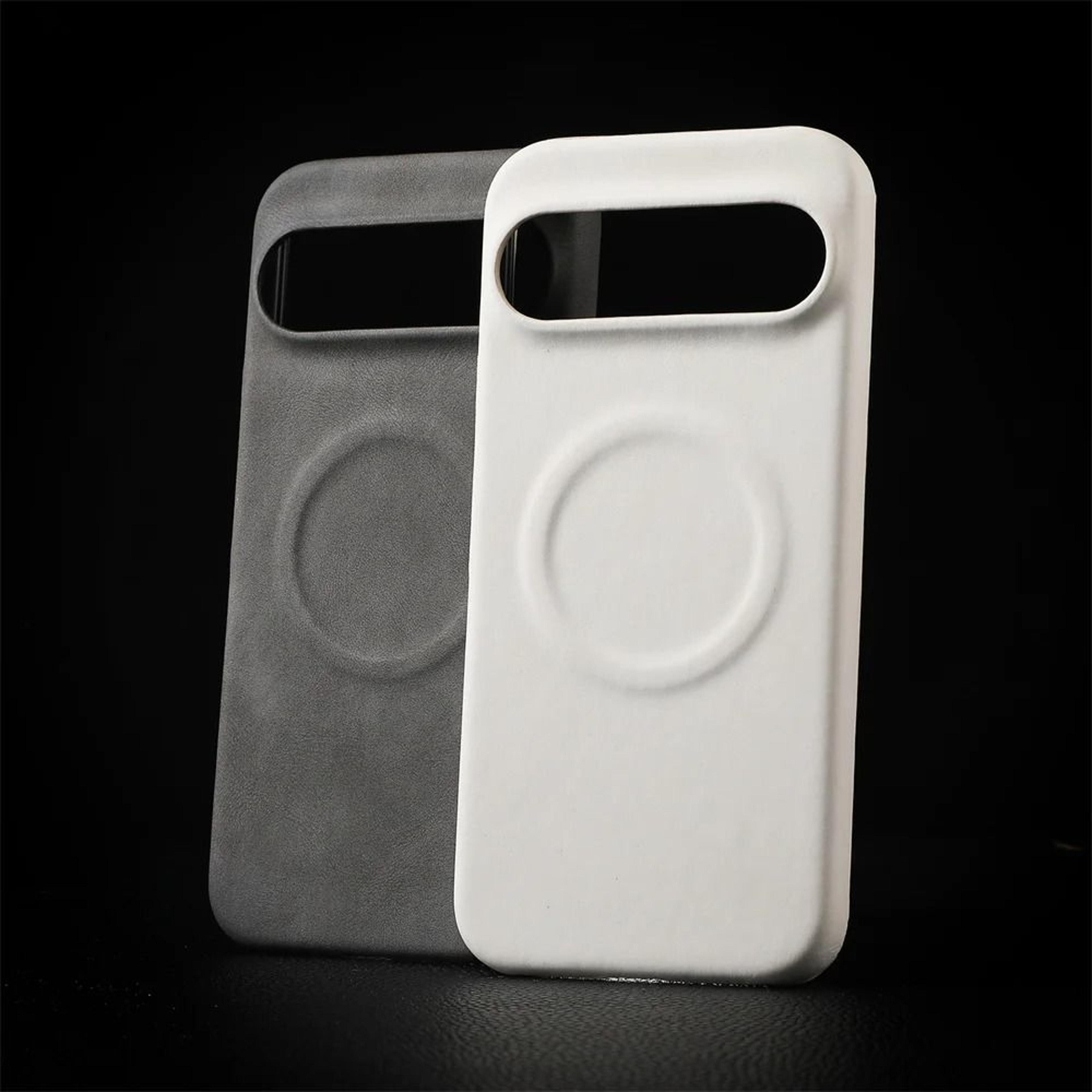 magnetic sheepskin leather phone case for google pixel