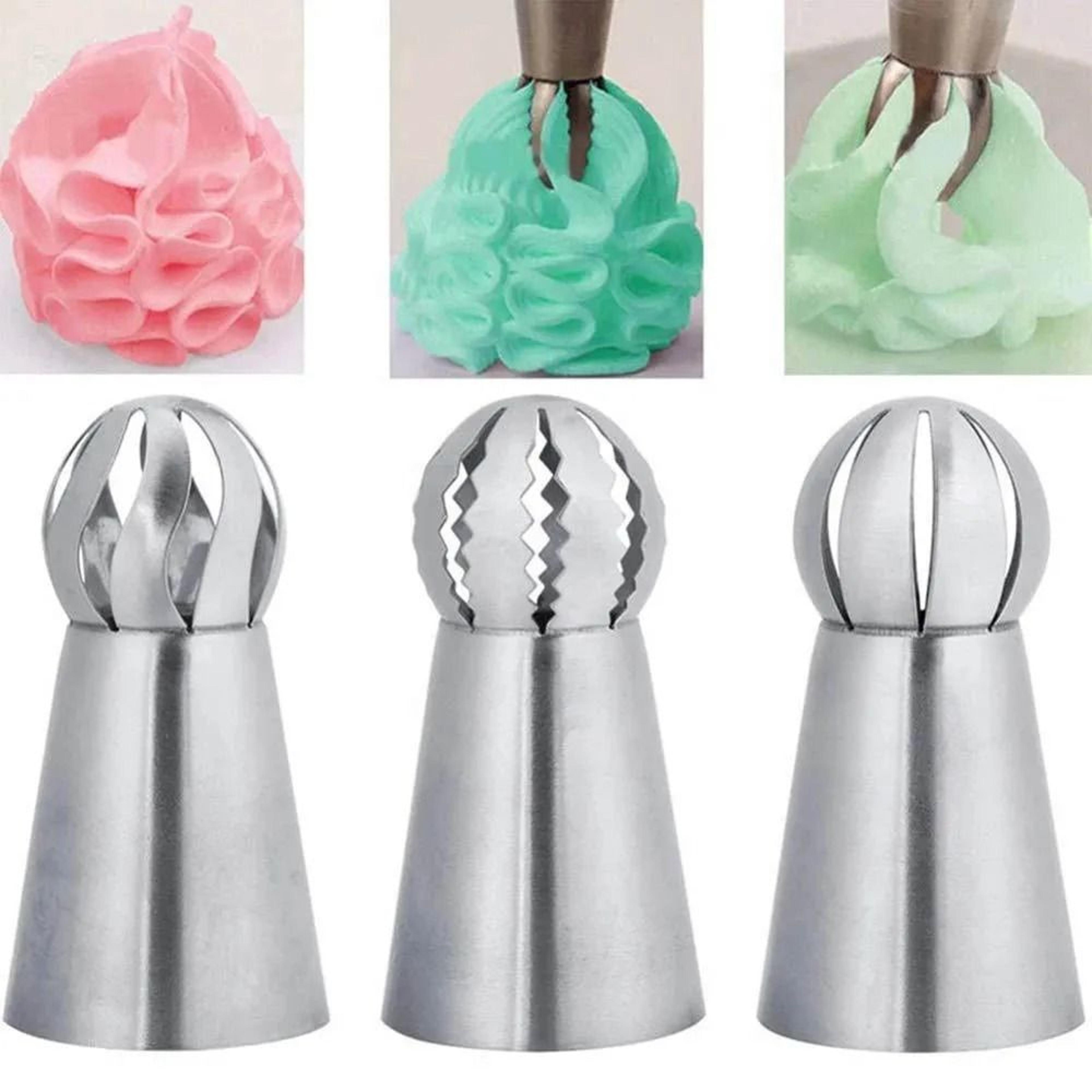 3 piece stainless steel pastry icing nozzles set