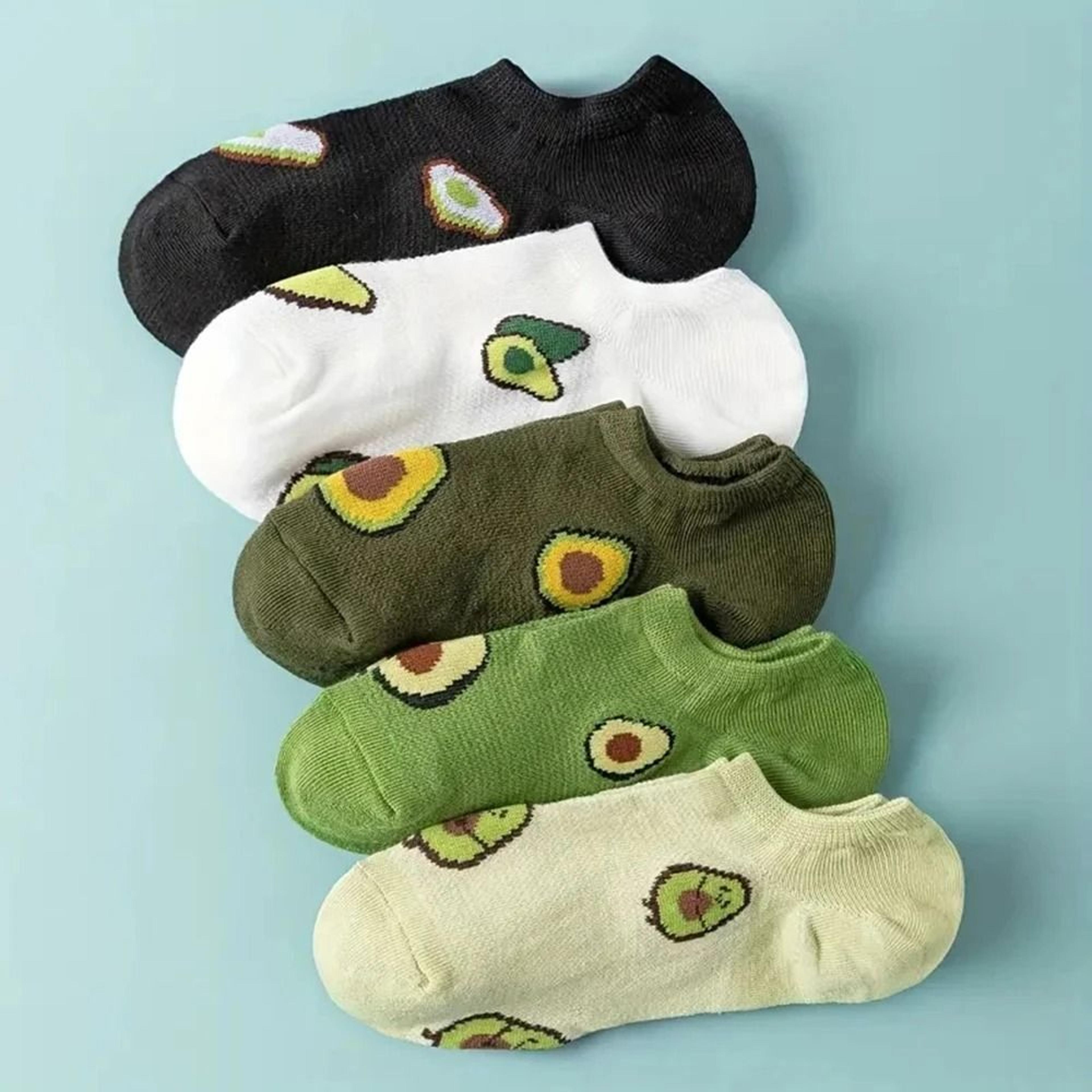 5 pairs avocado crew ankle socks for women