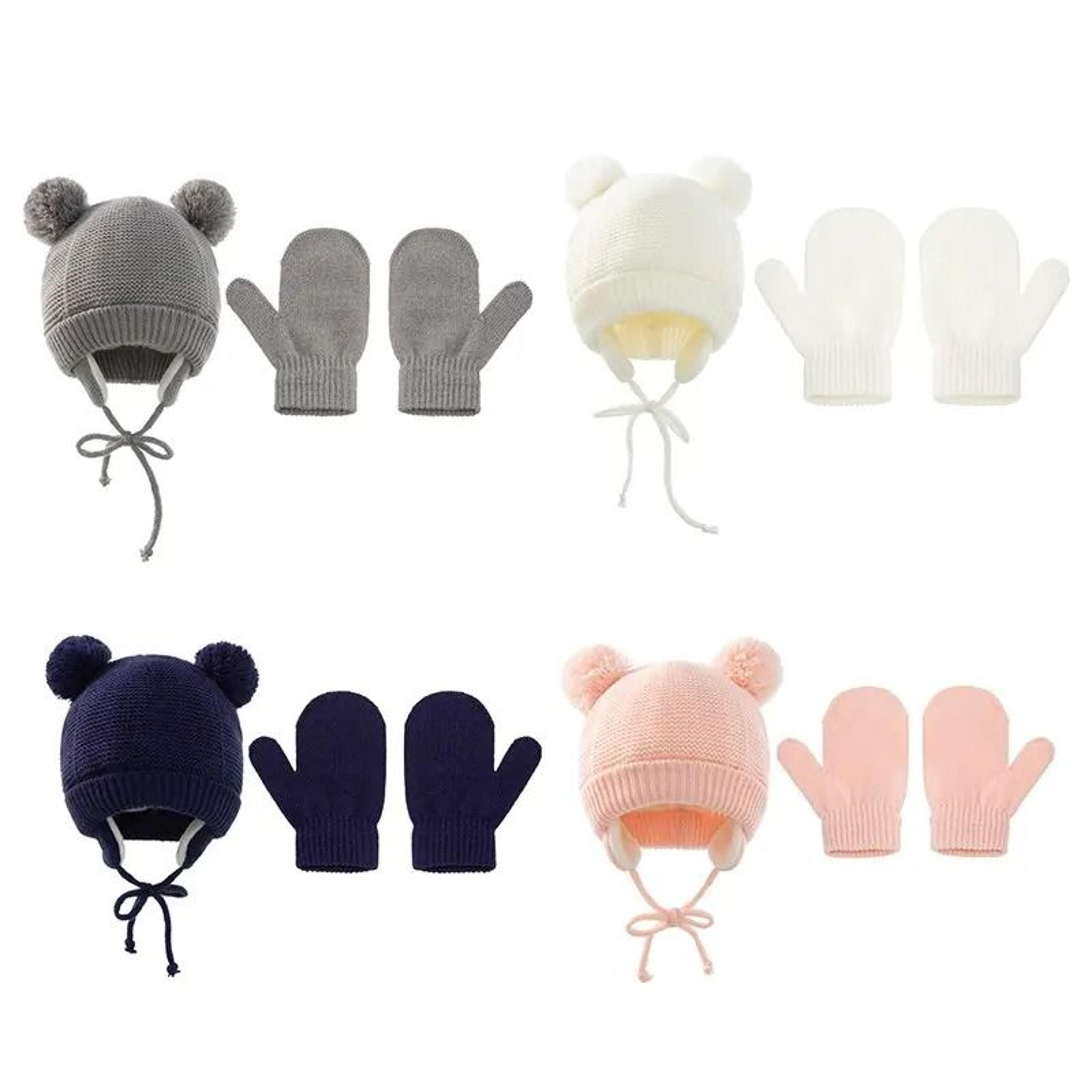 baby winter knit hat and gloves set