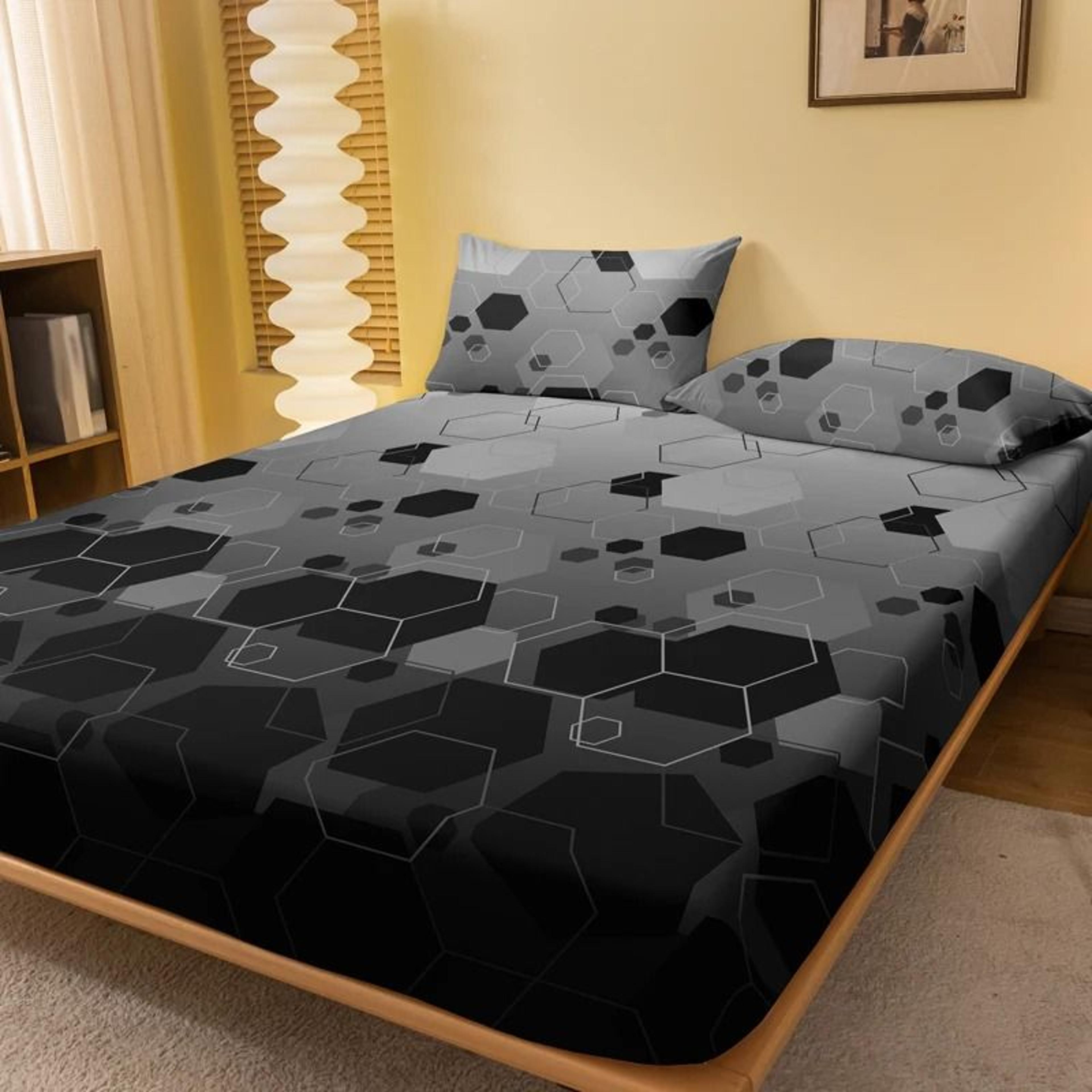simple modern geometry printed matte fitted sheet bedroom bed cover (pillowcases not included)