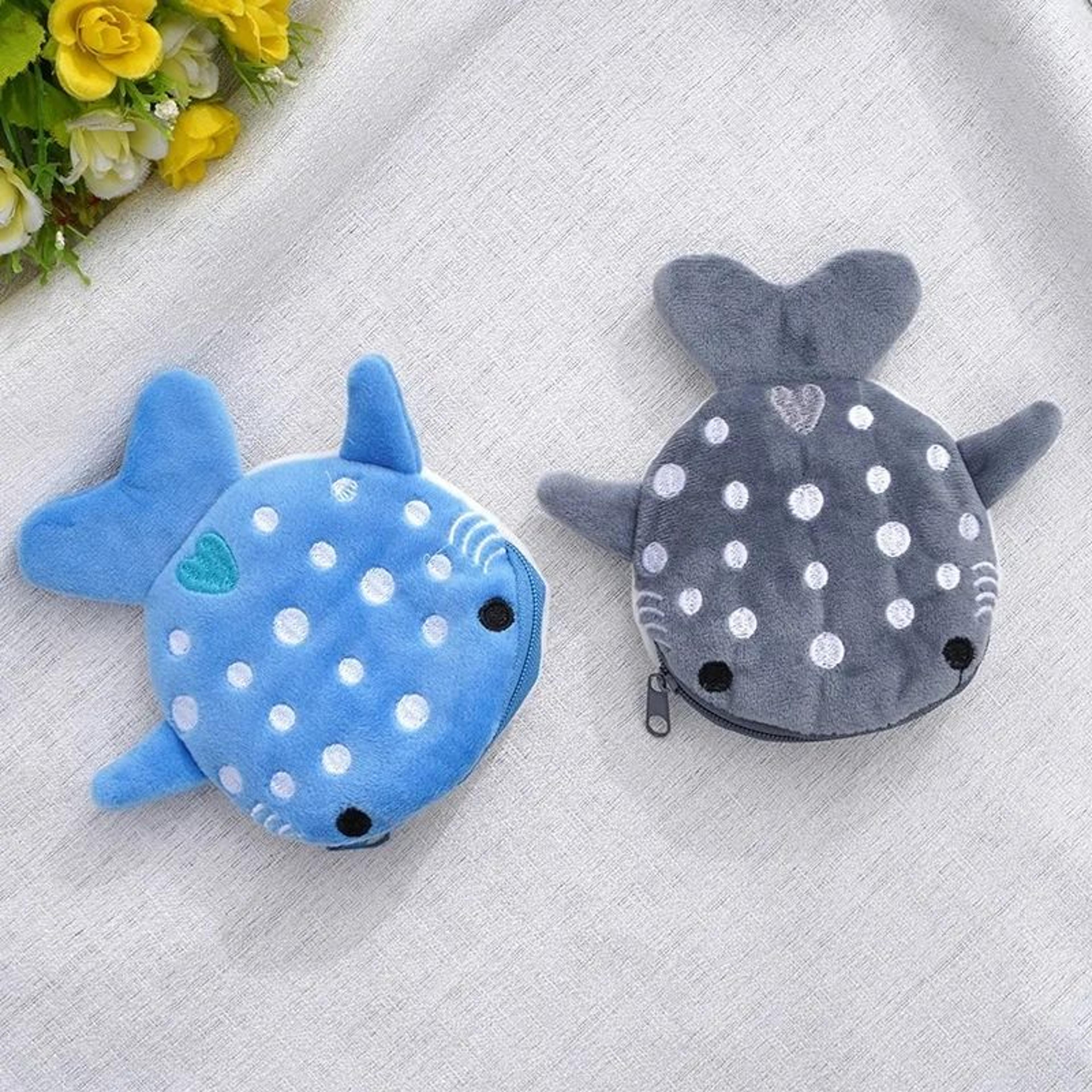 cartoon shark plush coin purse