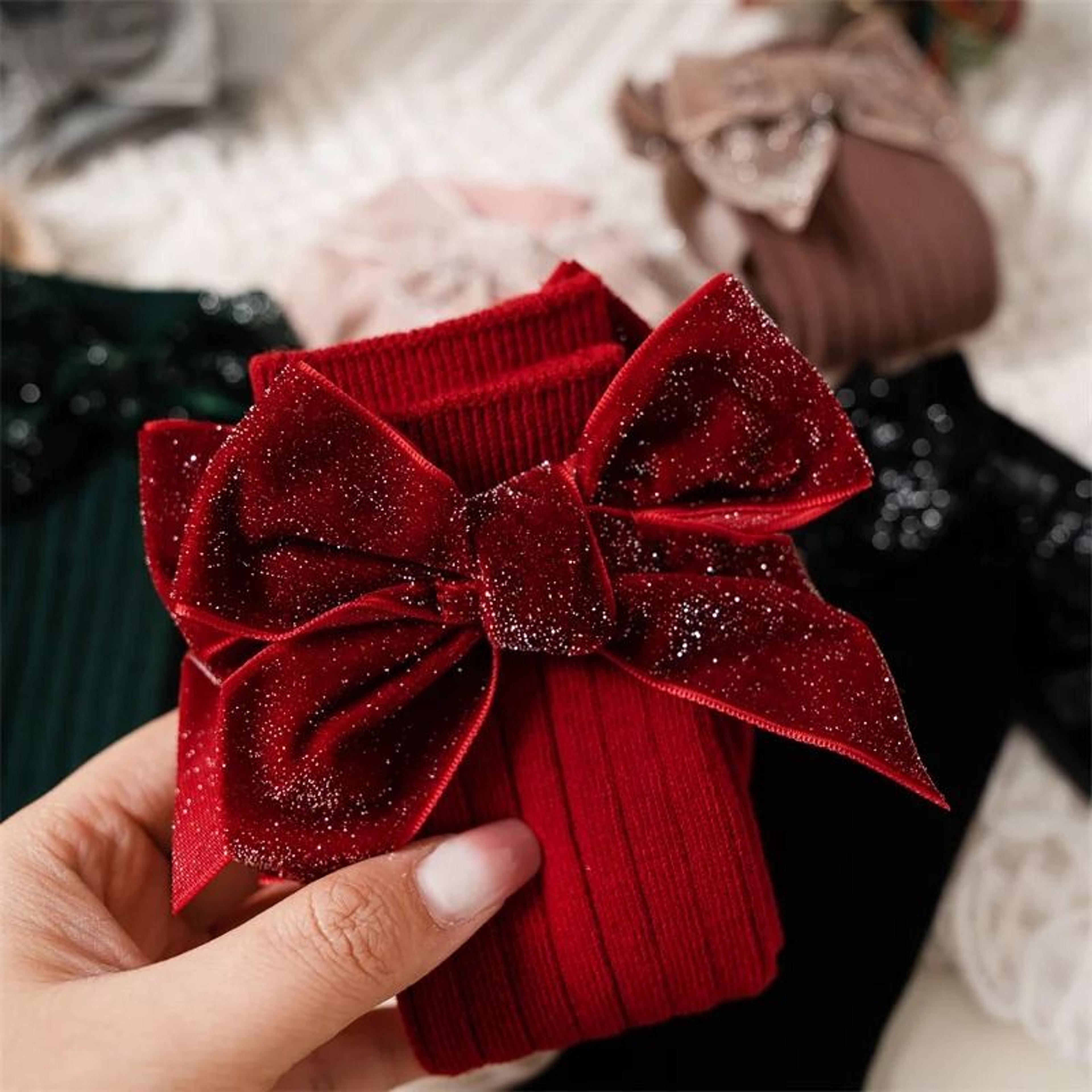 baby girls knee high bow socks soft cotton winter and autumn kids socks