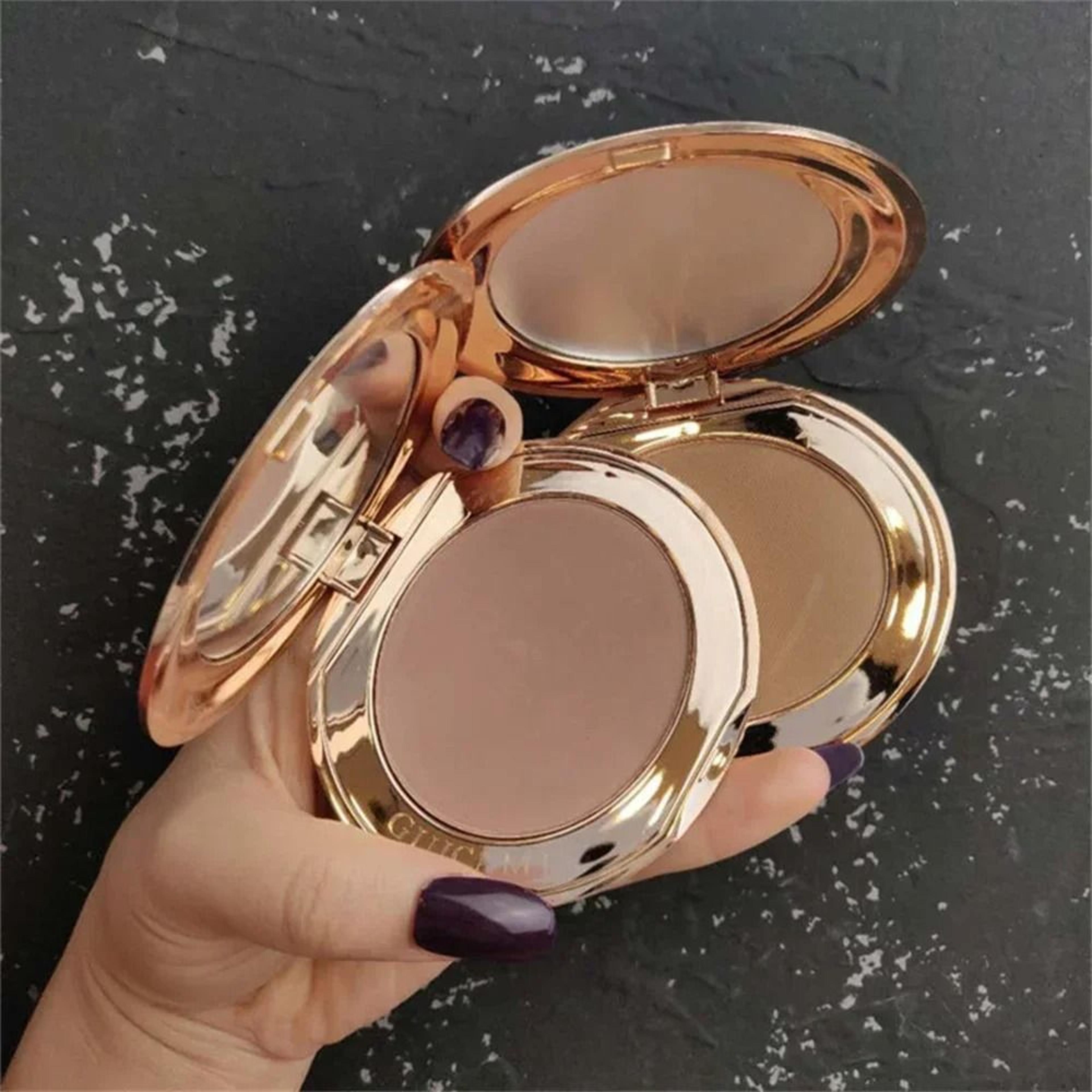facial contour and concealer powder palette with mirror