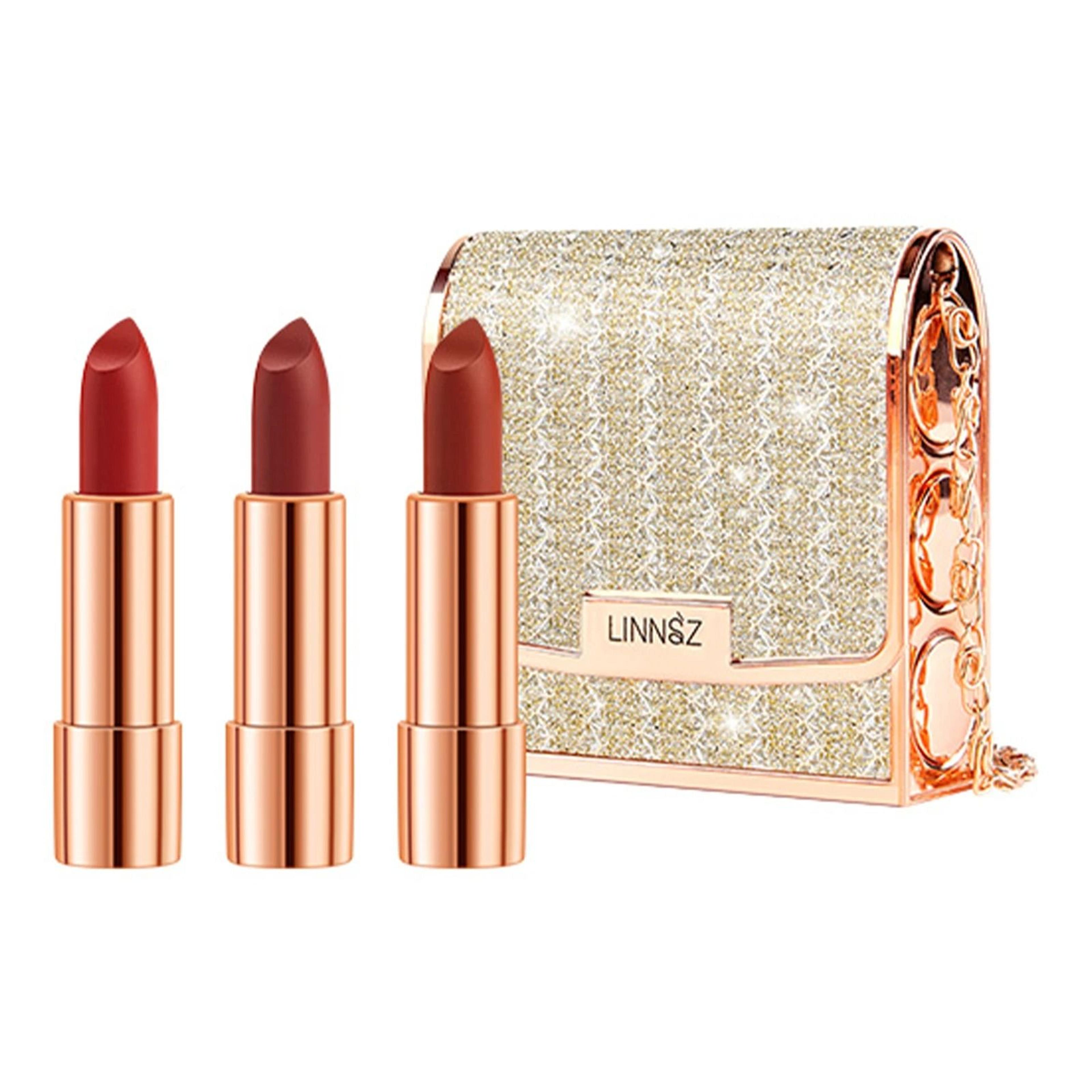 matte lipstick set with silver chain bag waterproof long lasting