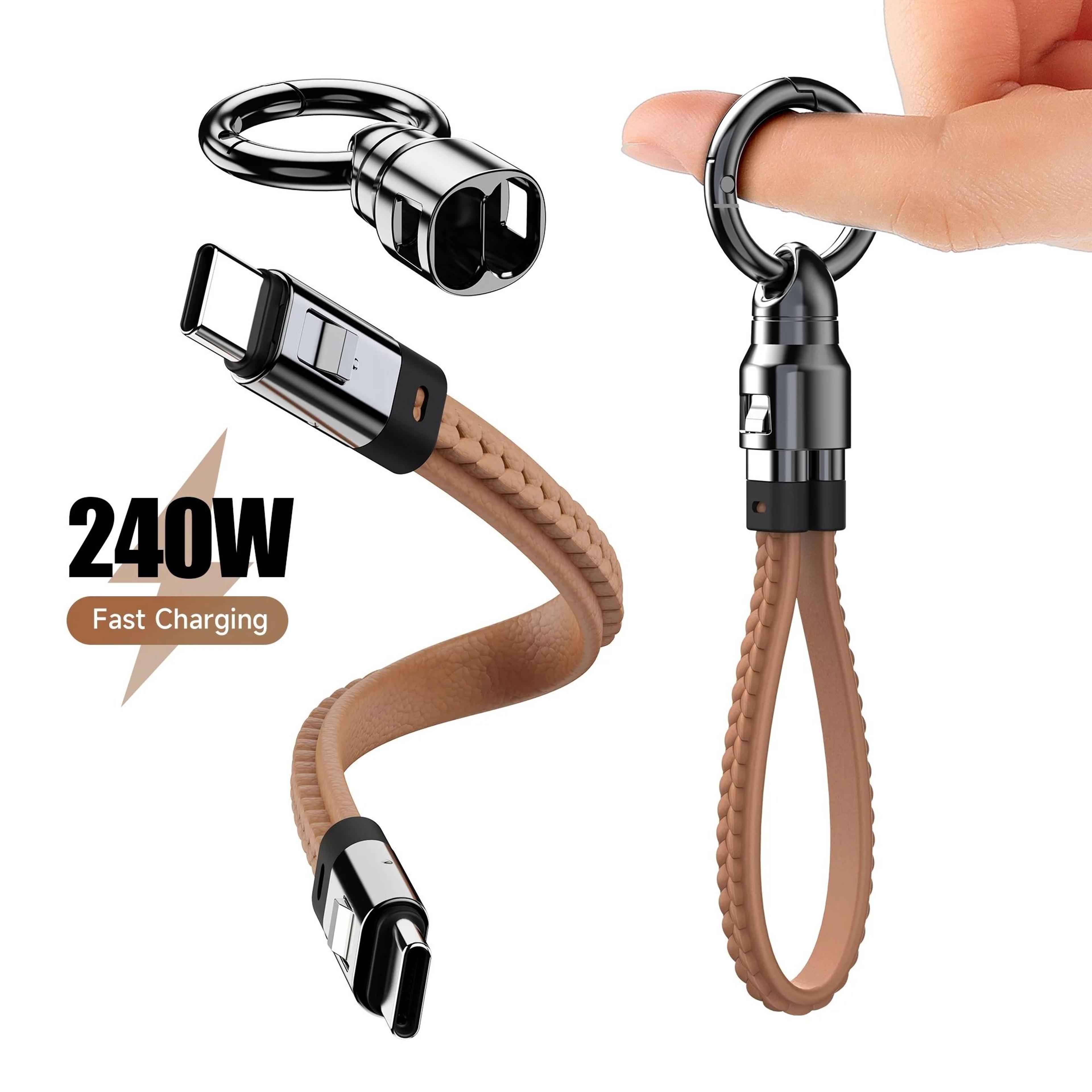 portable keychain usb c fast charging cable 240w 5a short type c cord