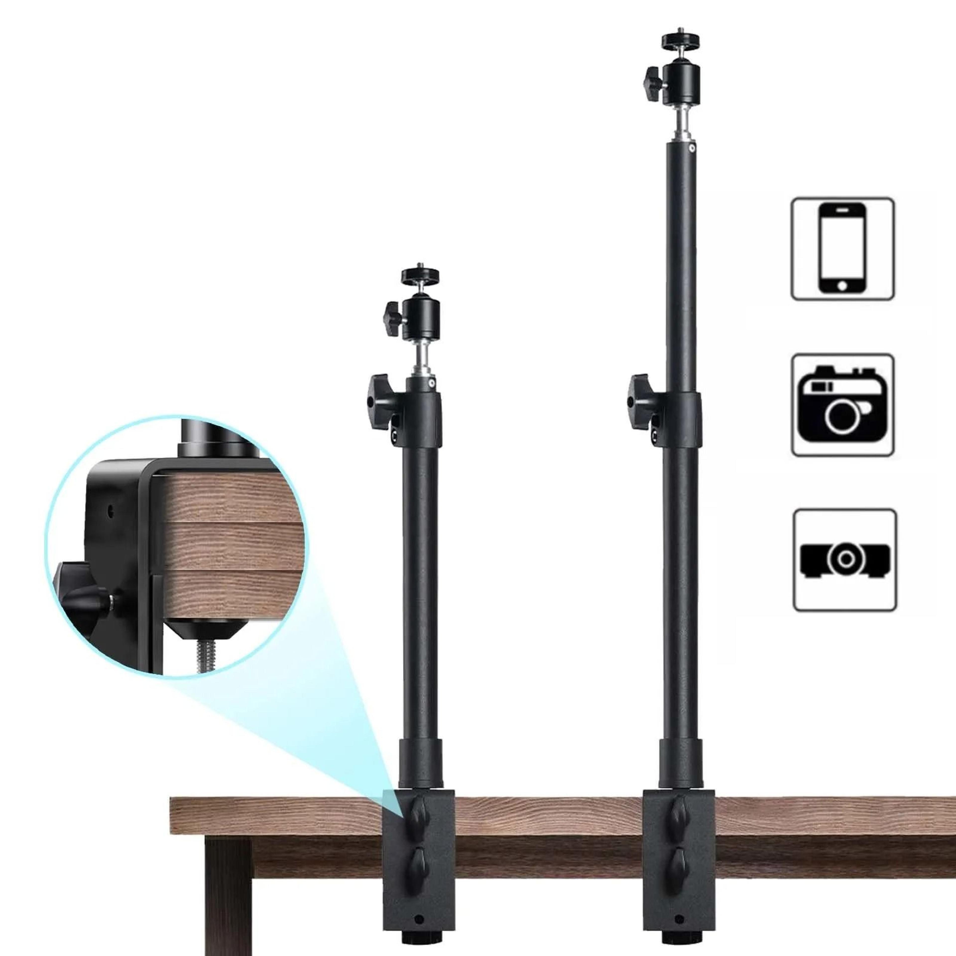 desk mount stand with c clamp and ball head for cameras lights and microphones
