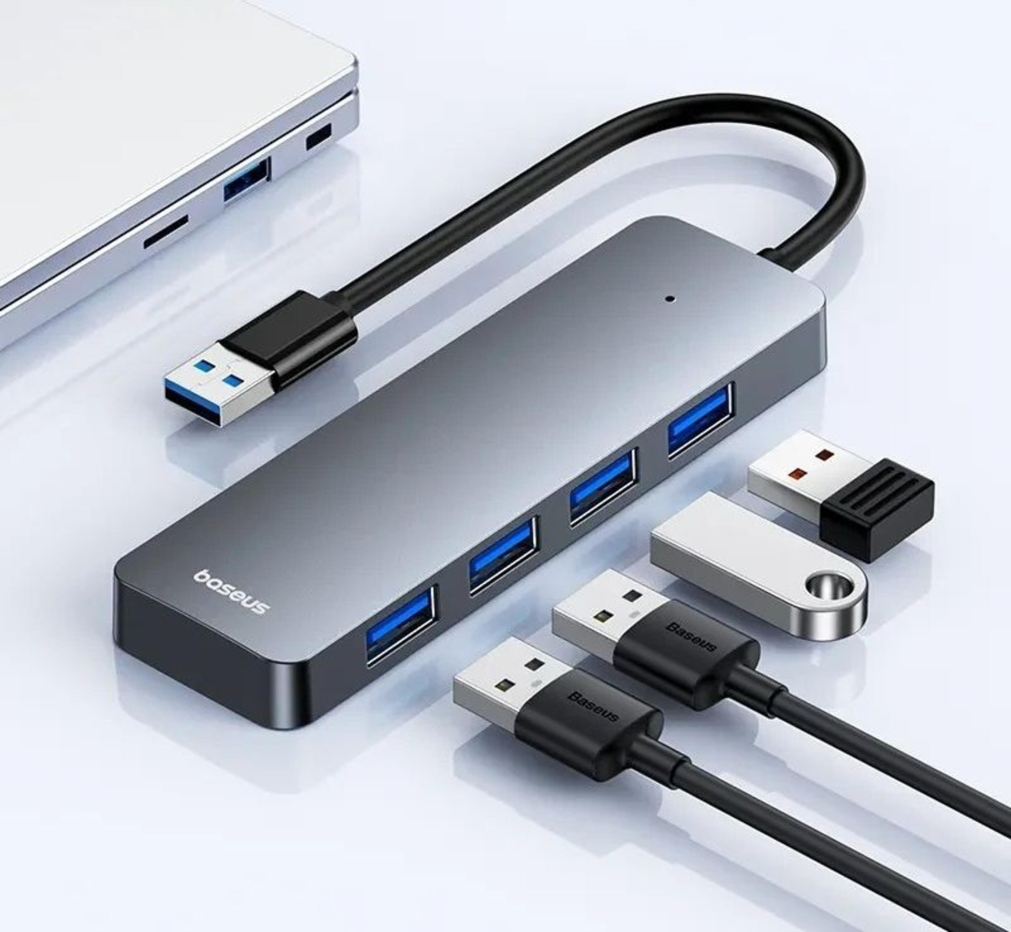 usb hub 4 port high speed multi splitter adapter with compact abs body