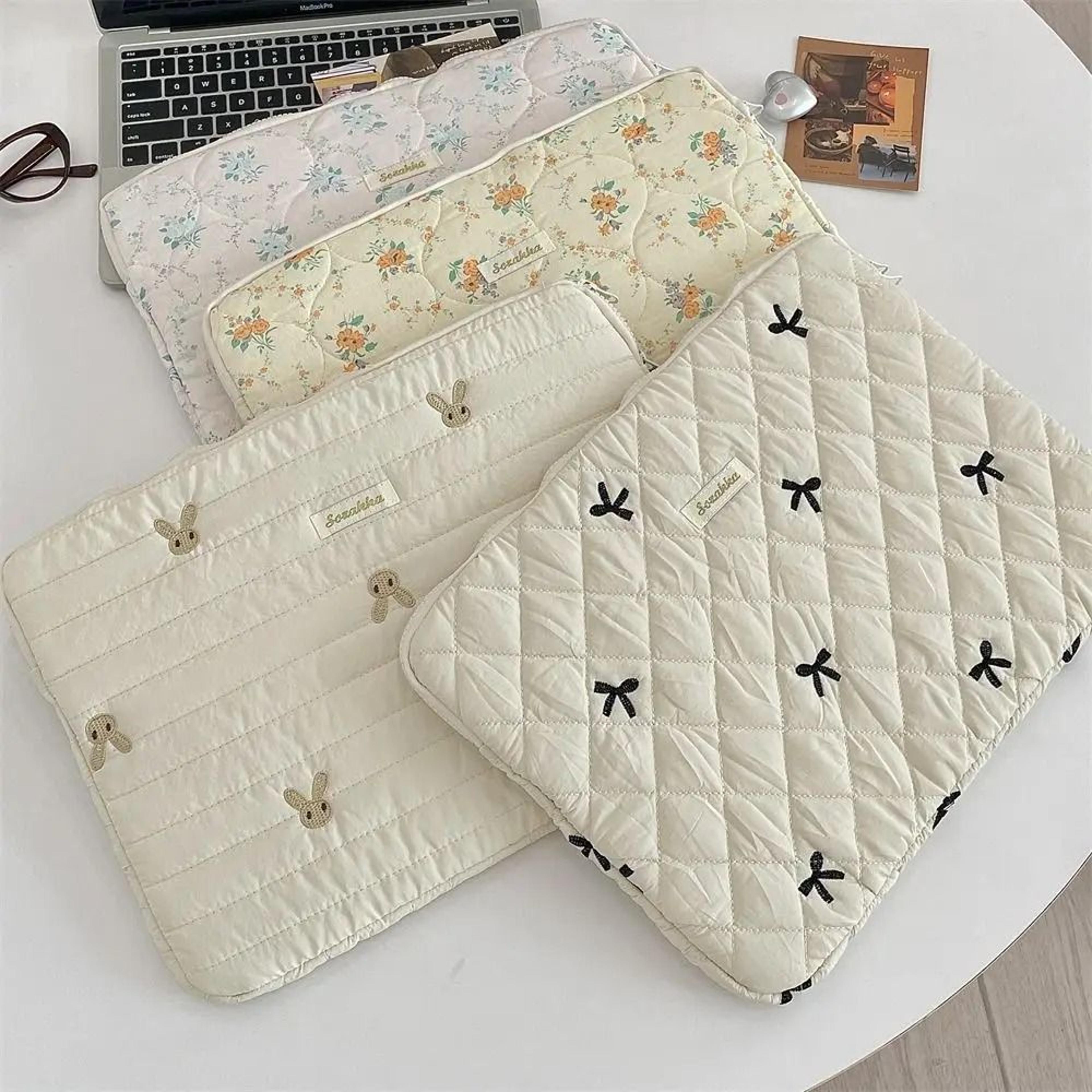 fashion laptop sleeve case with bowknot and floral design ultra thin protective pouch