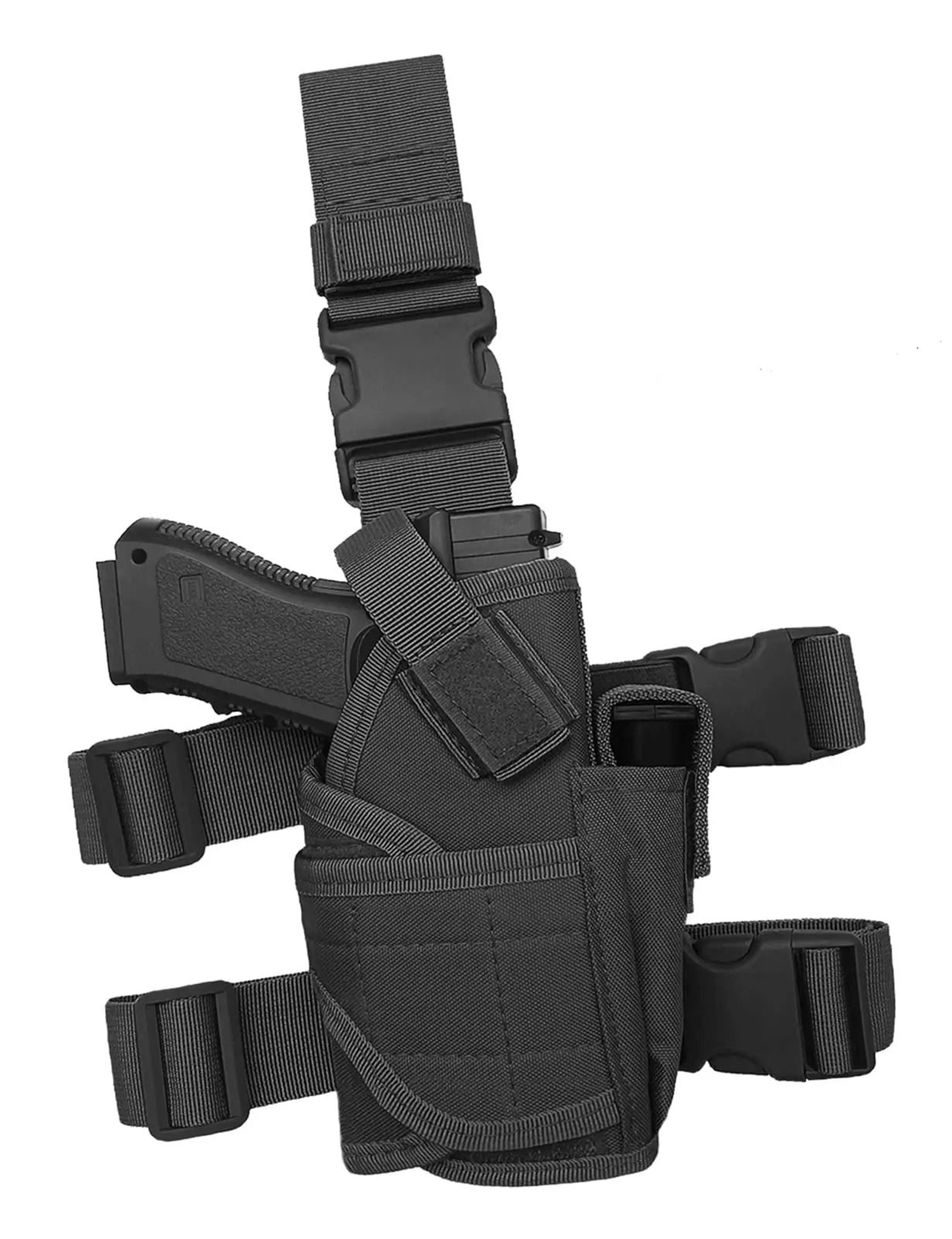 molle tactical pistol thigh holster – adjustable right hand drop leg design