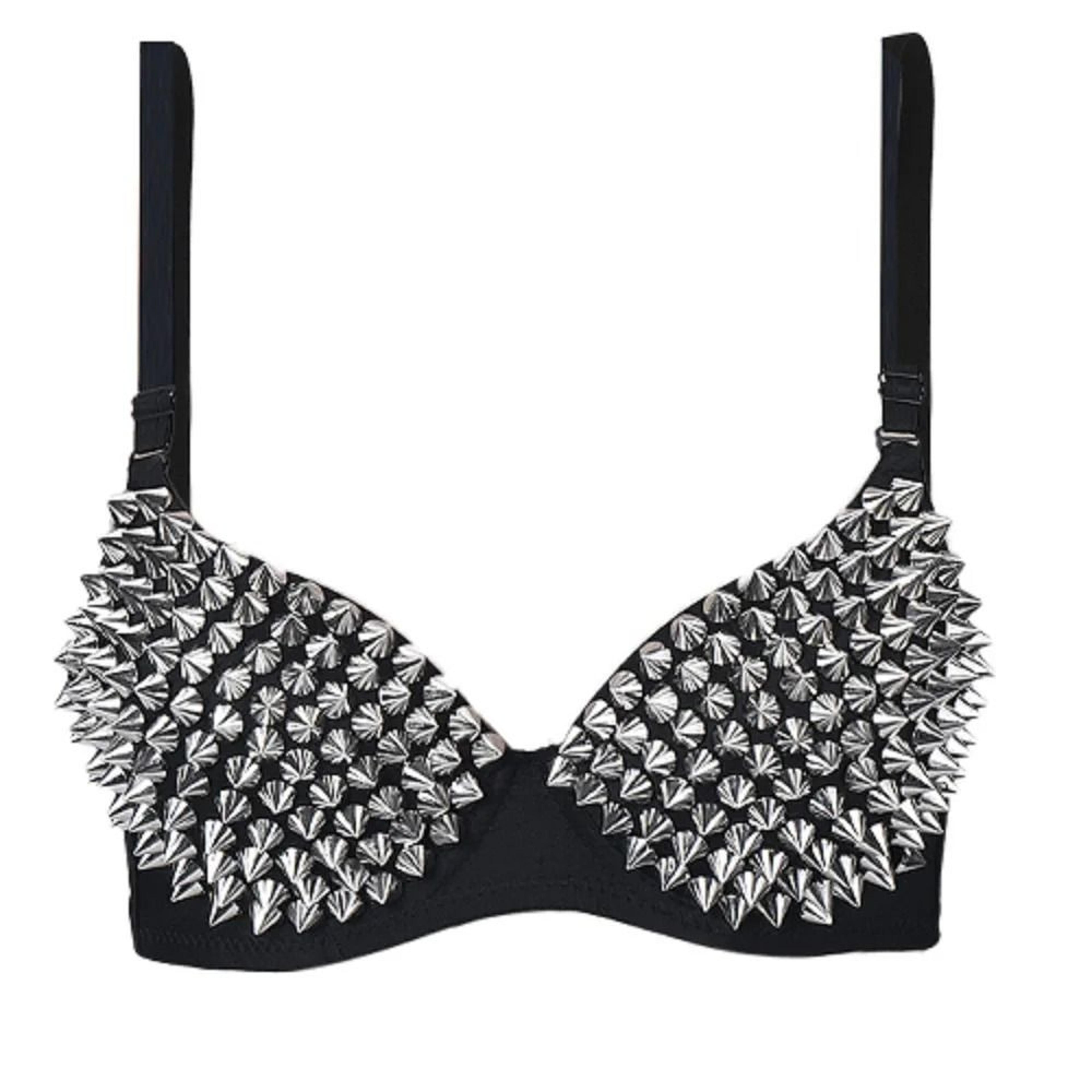womens studded wireless bra steampunk party top lingerie