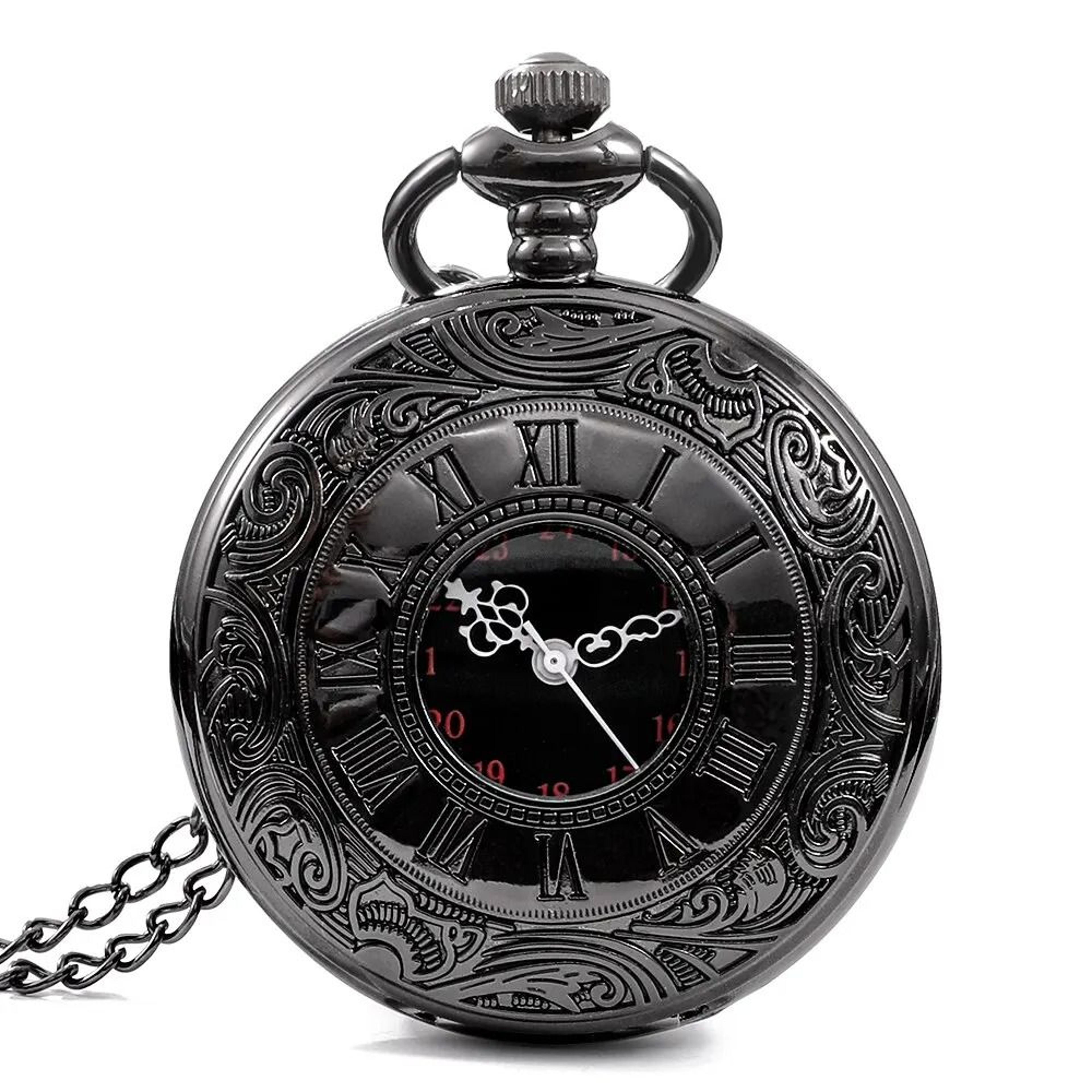 vintage roman number quartz pocket watch necklace with chain