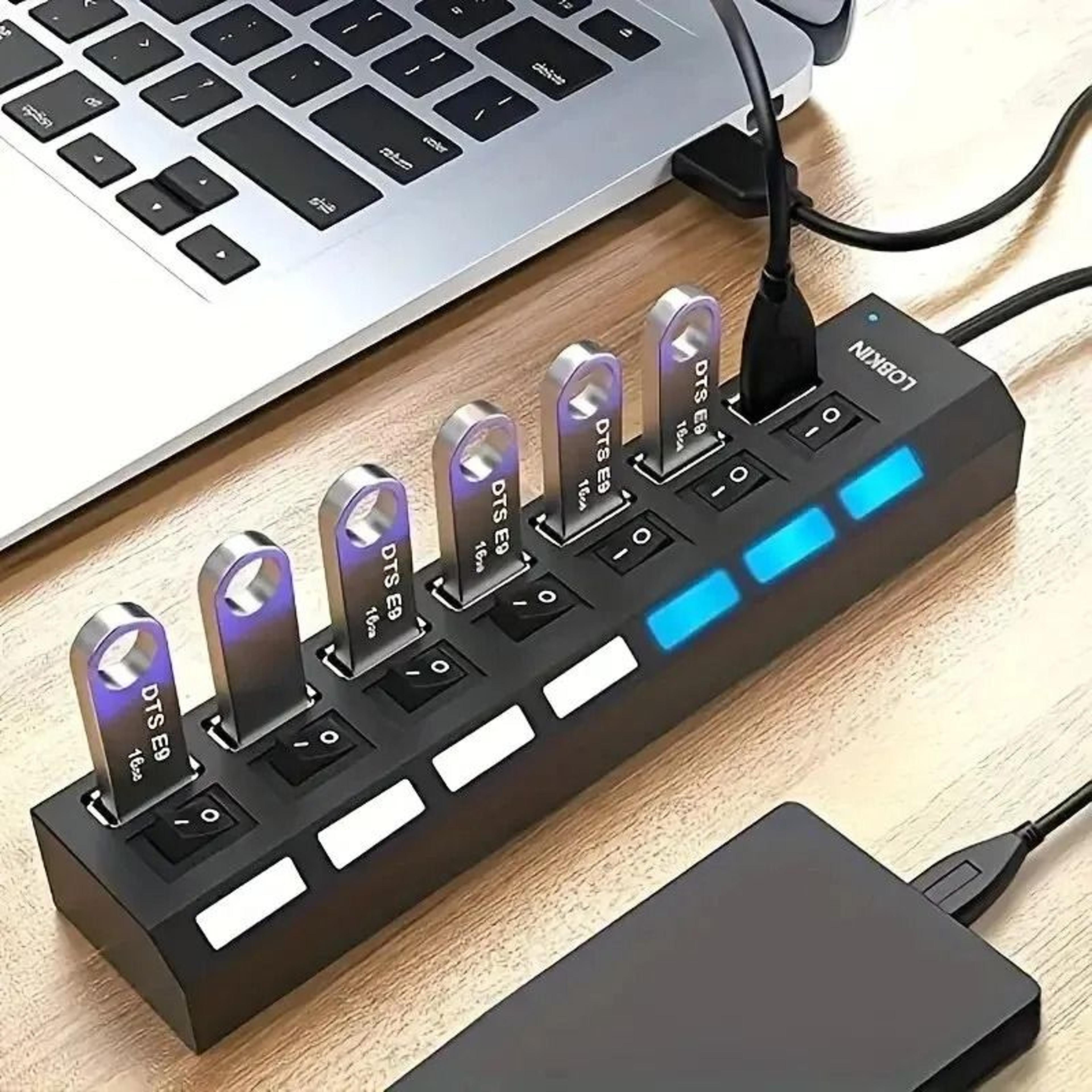 high speed usb hub 4 port or 7 port multi splitter with led switch for pc and laptop