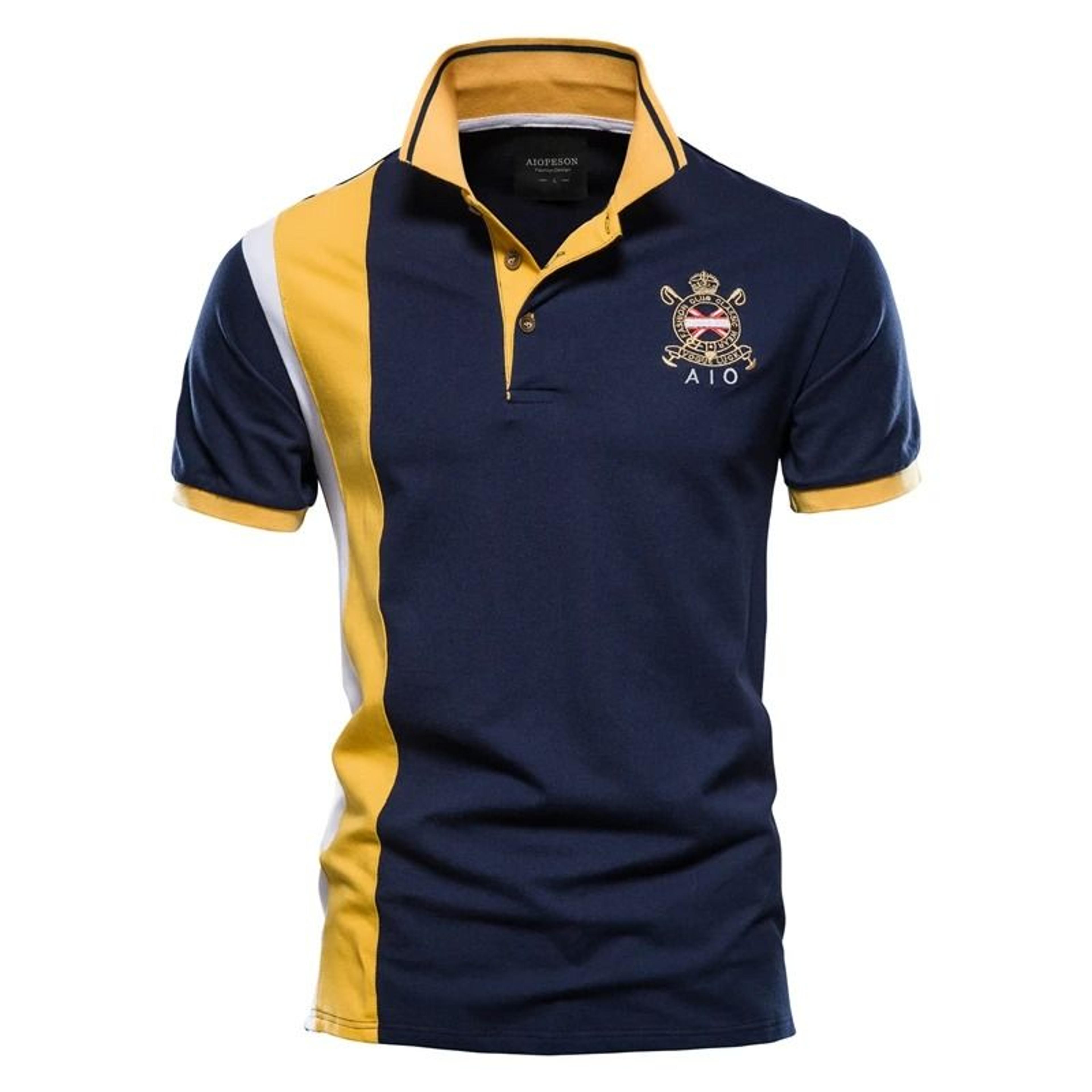 mens patchwork polo shirt for summer casual wear