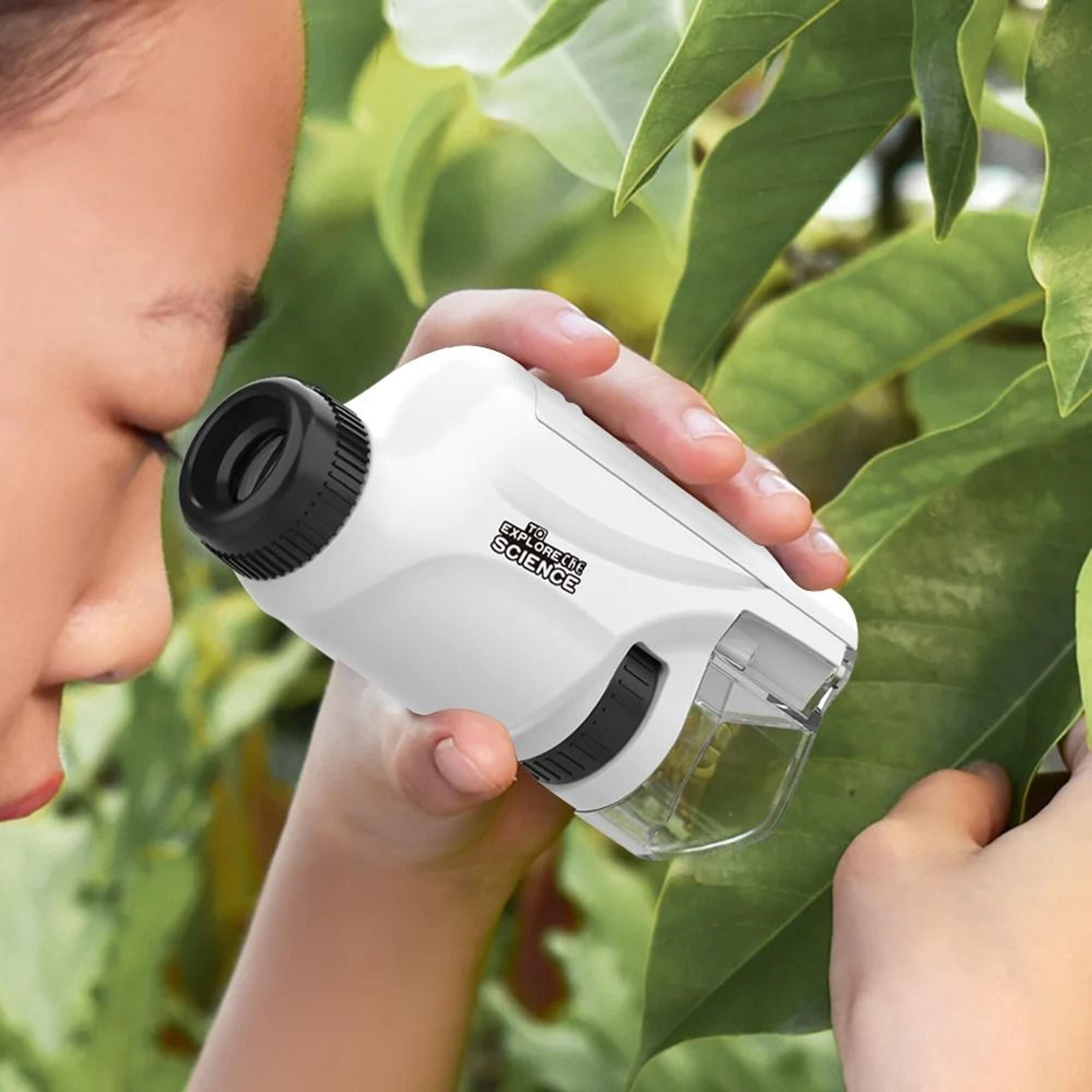 handheld pocket microscope with led light for kids, 60 to 120x