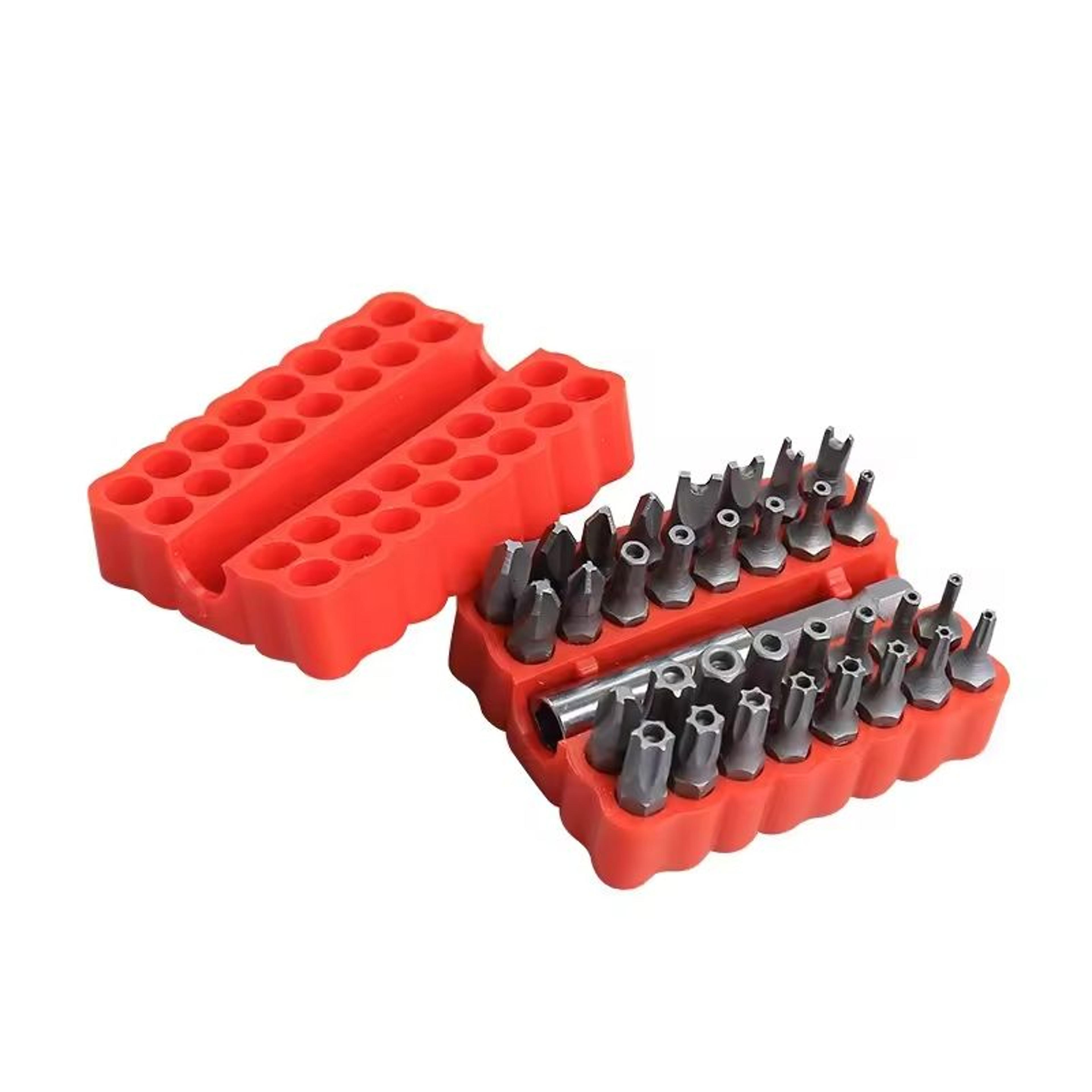 33 piece security bit set with magnetic bit holder