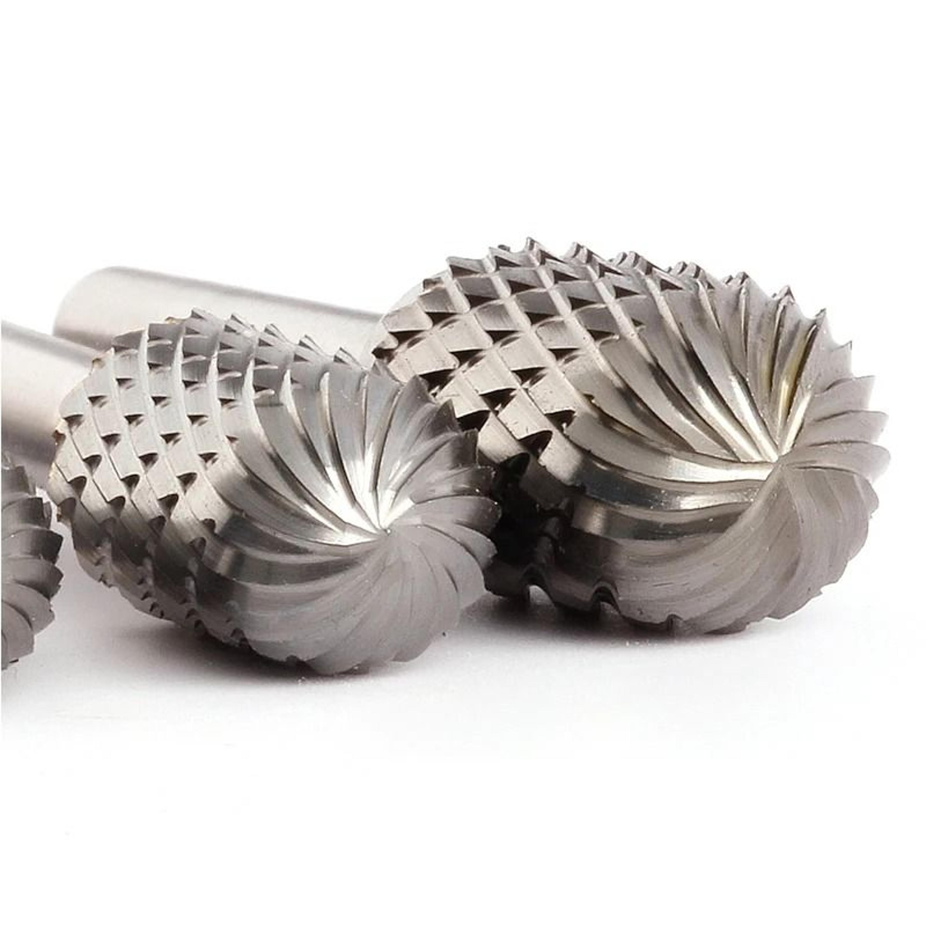 tungsten carbide rotary burr with 1/4 inch shank, style c ball nose cylinder