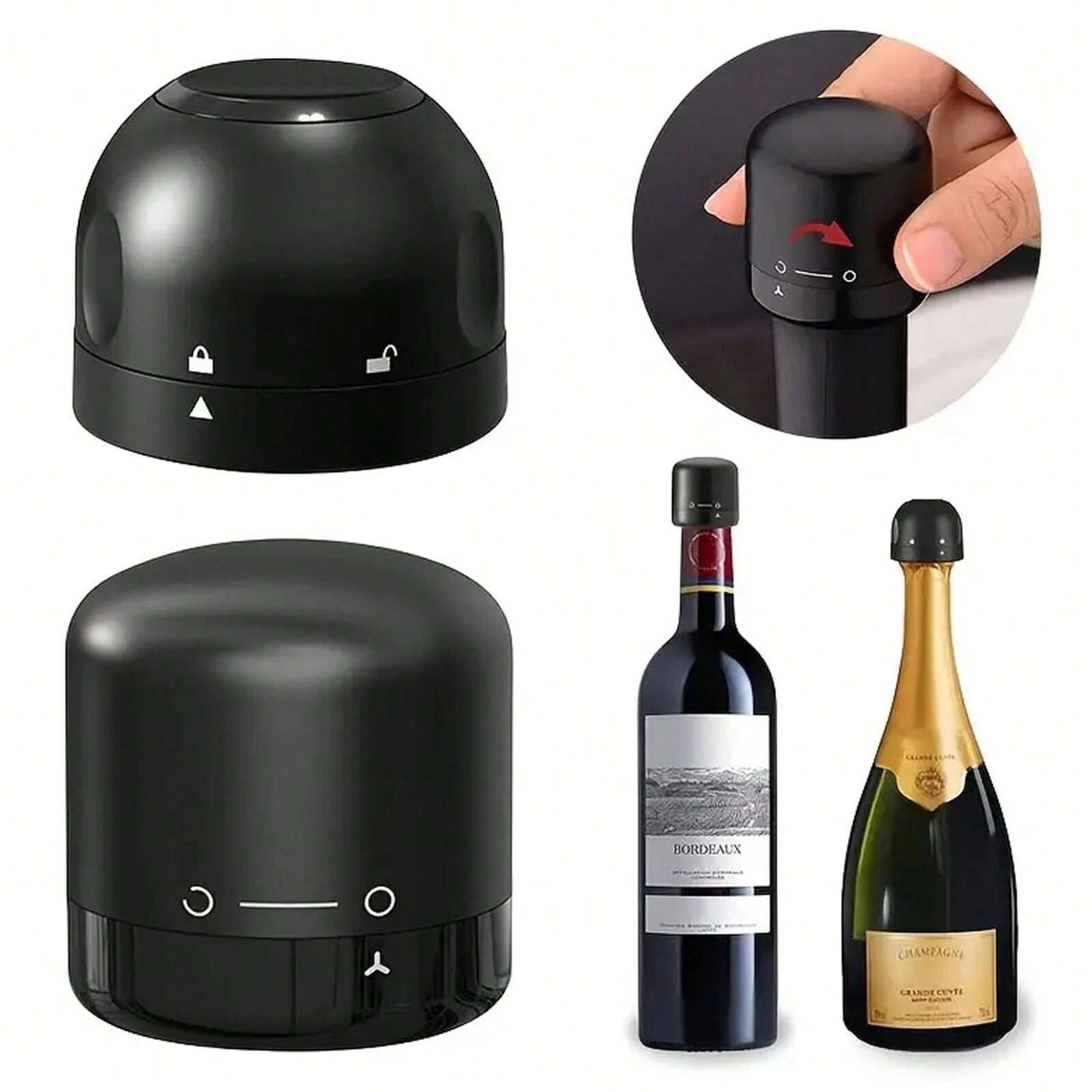 mini leak proof wine and champagne bottle stopper with spin lock seal