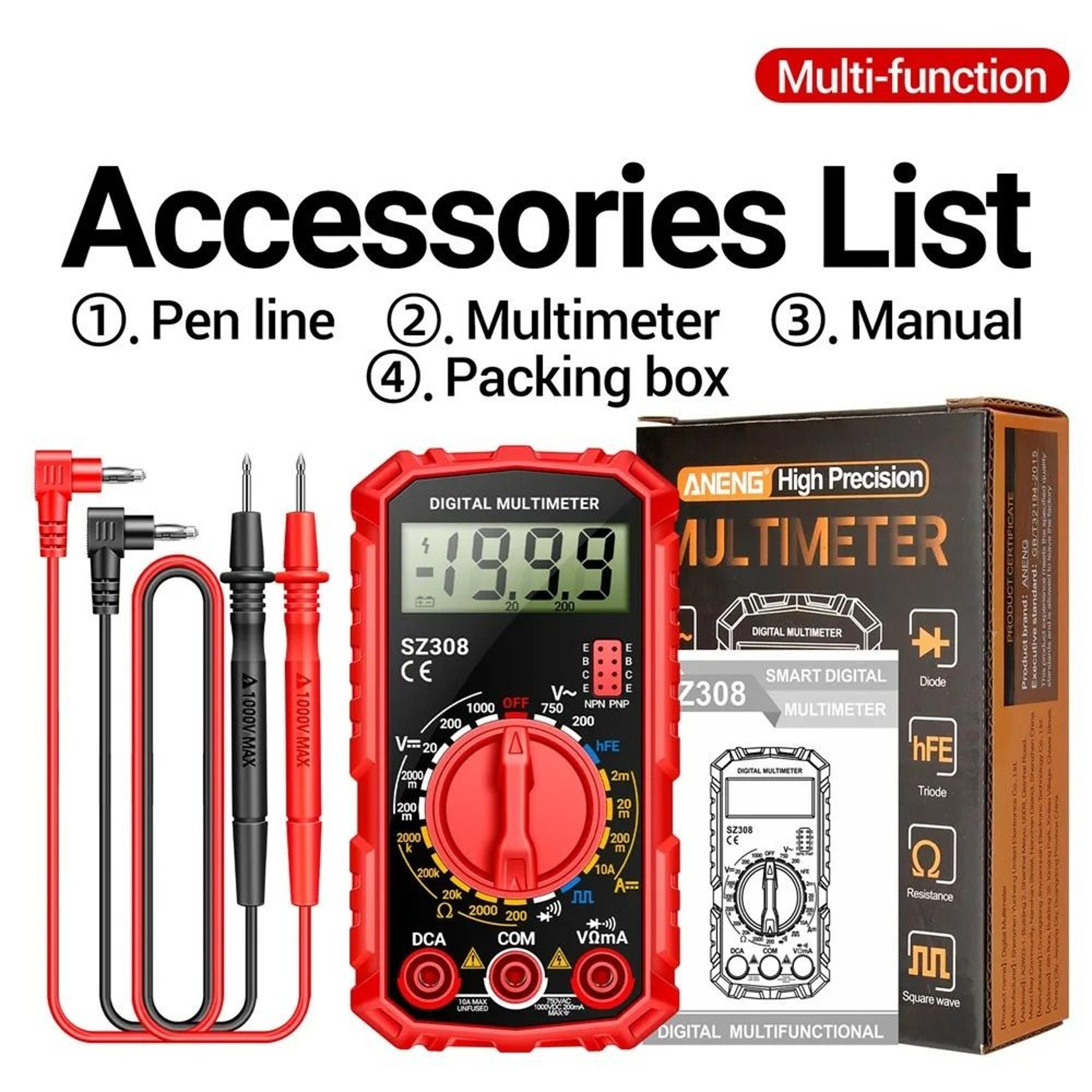 digital multimeter ac dc voltage and current tester