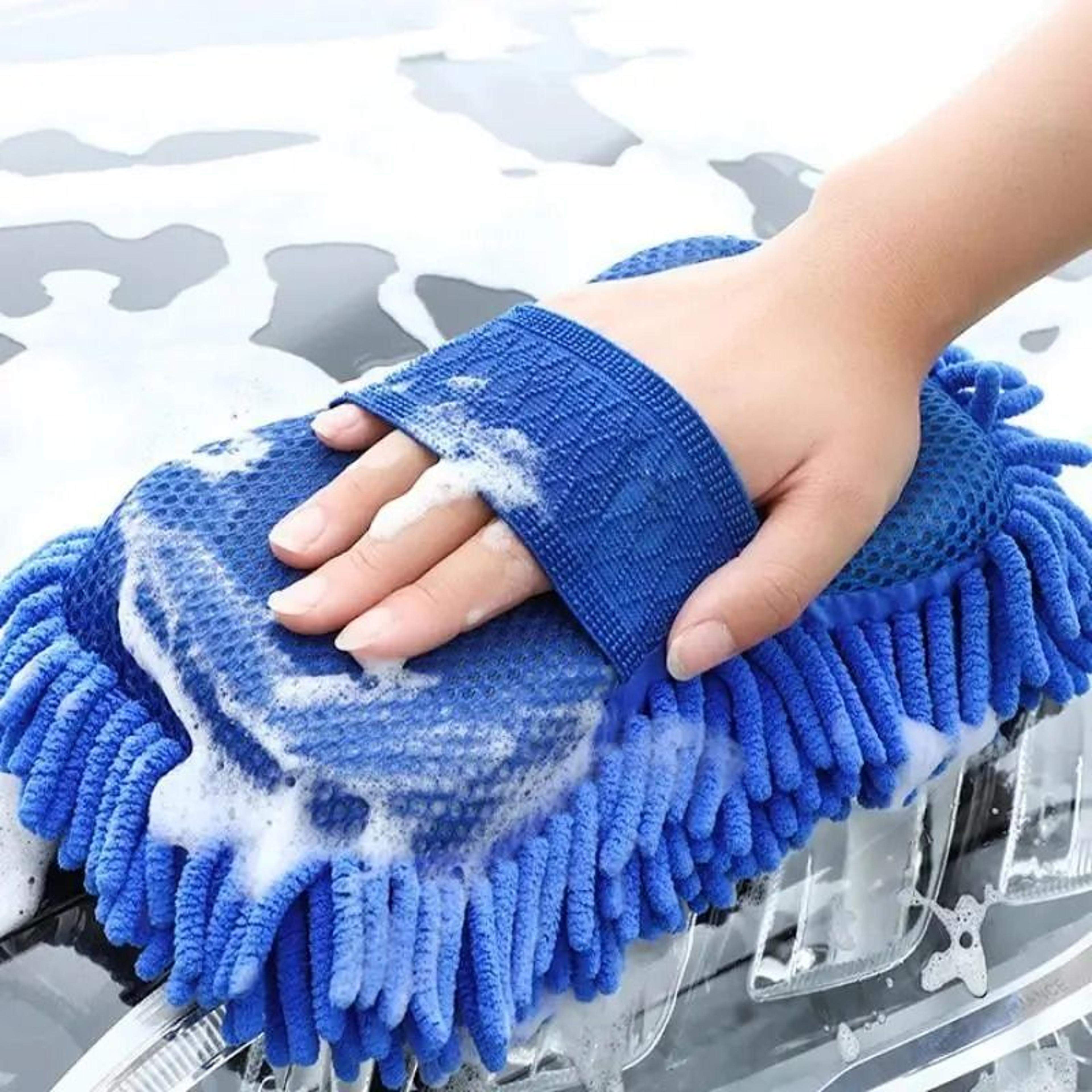 microfiber car wash glove chenille cleaning sponge for auto detailing