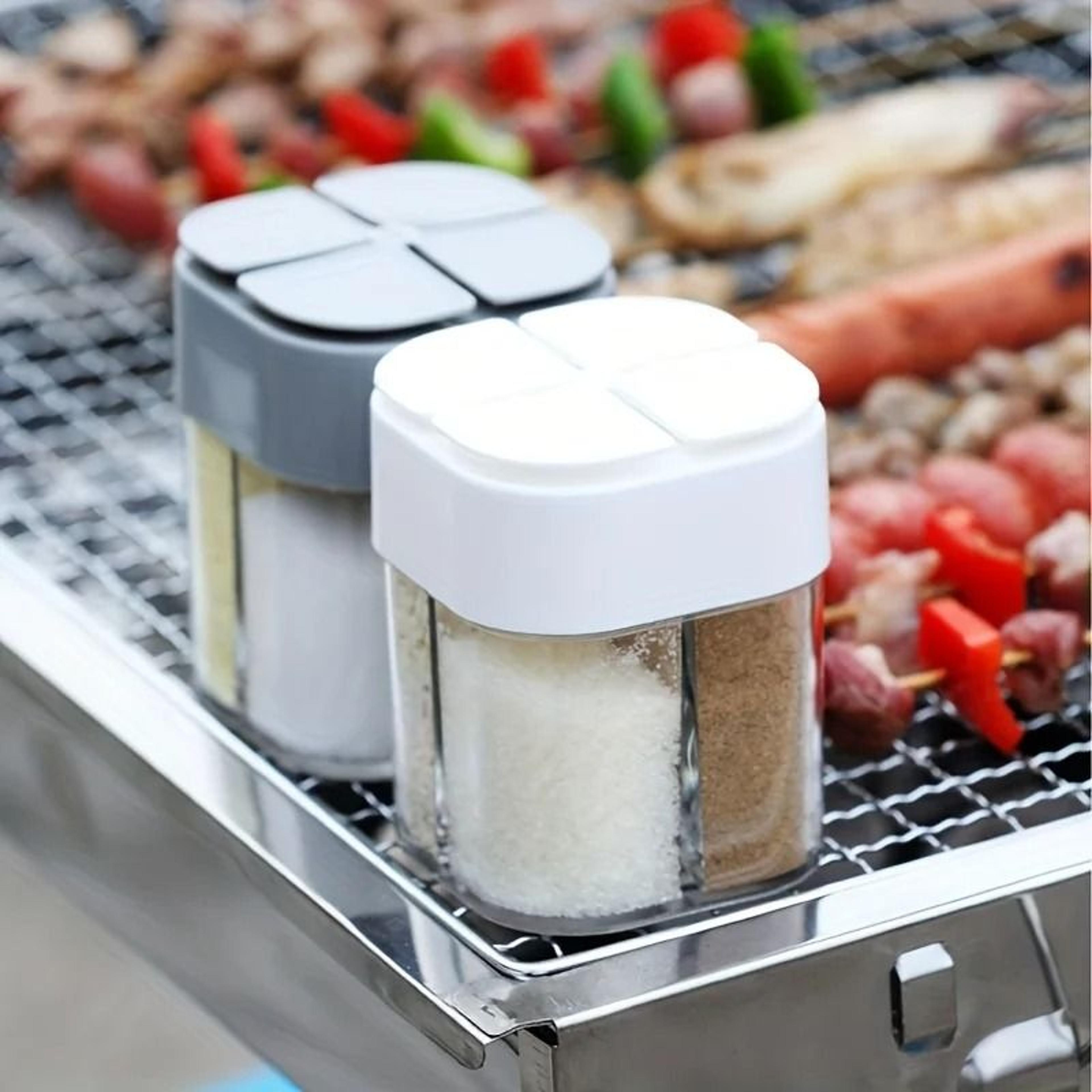 4 in 1 camping seasoning shaker multi compartment spice storage jar