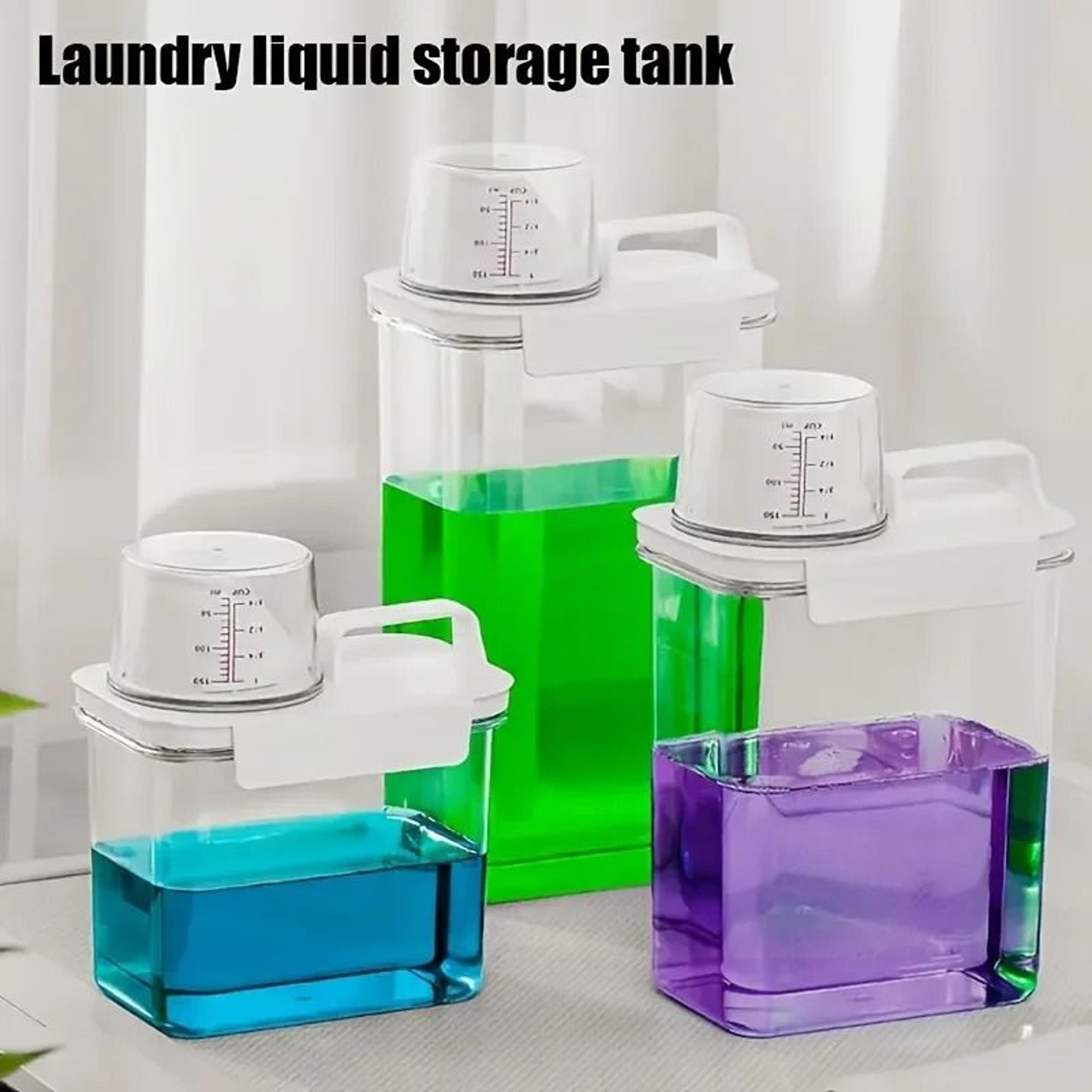 airtight laundry detergent powder storage container with measuring cup
