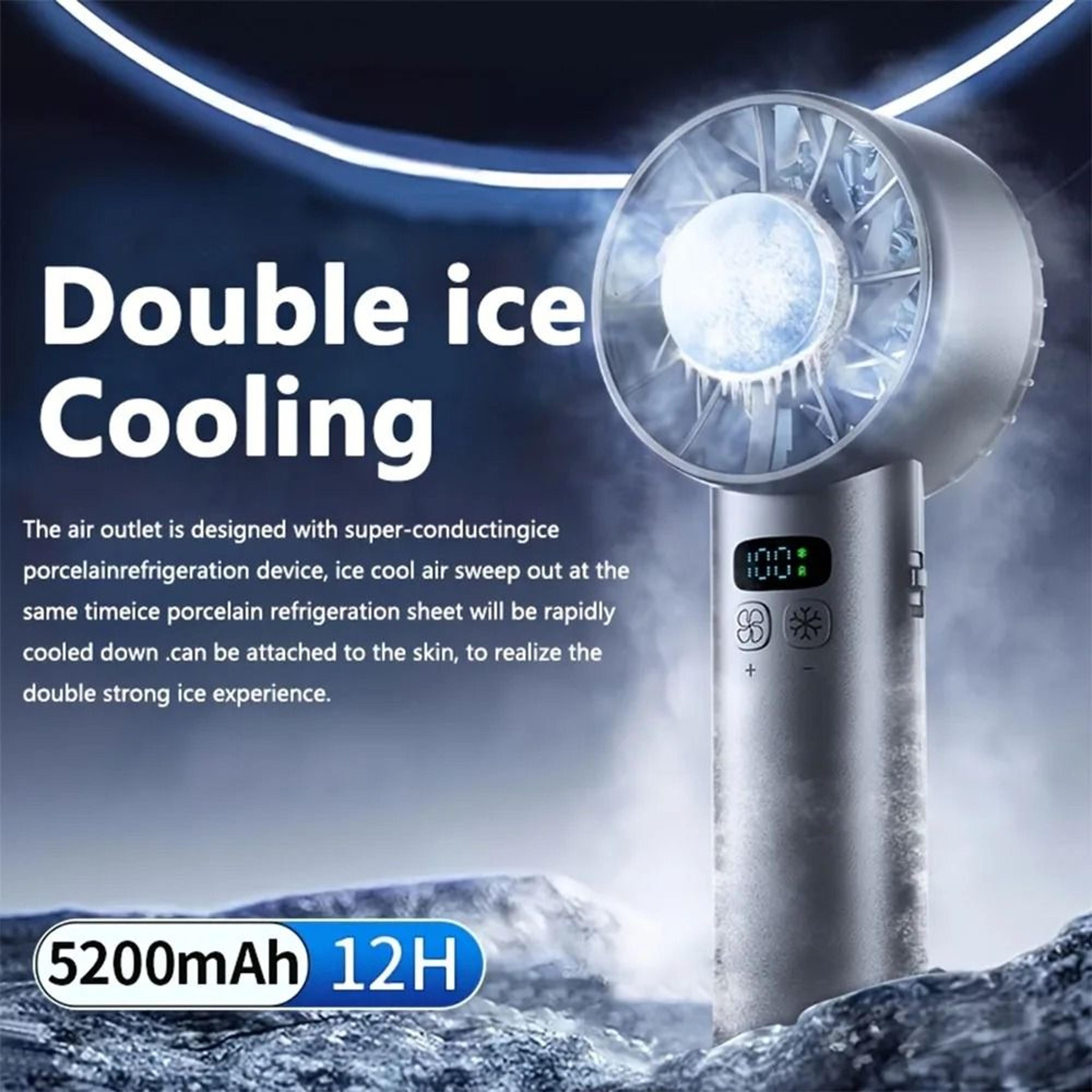high speed handheld cooling fan with ice compress and led display