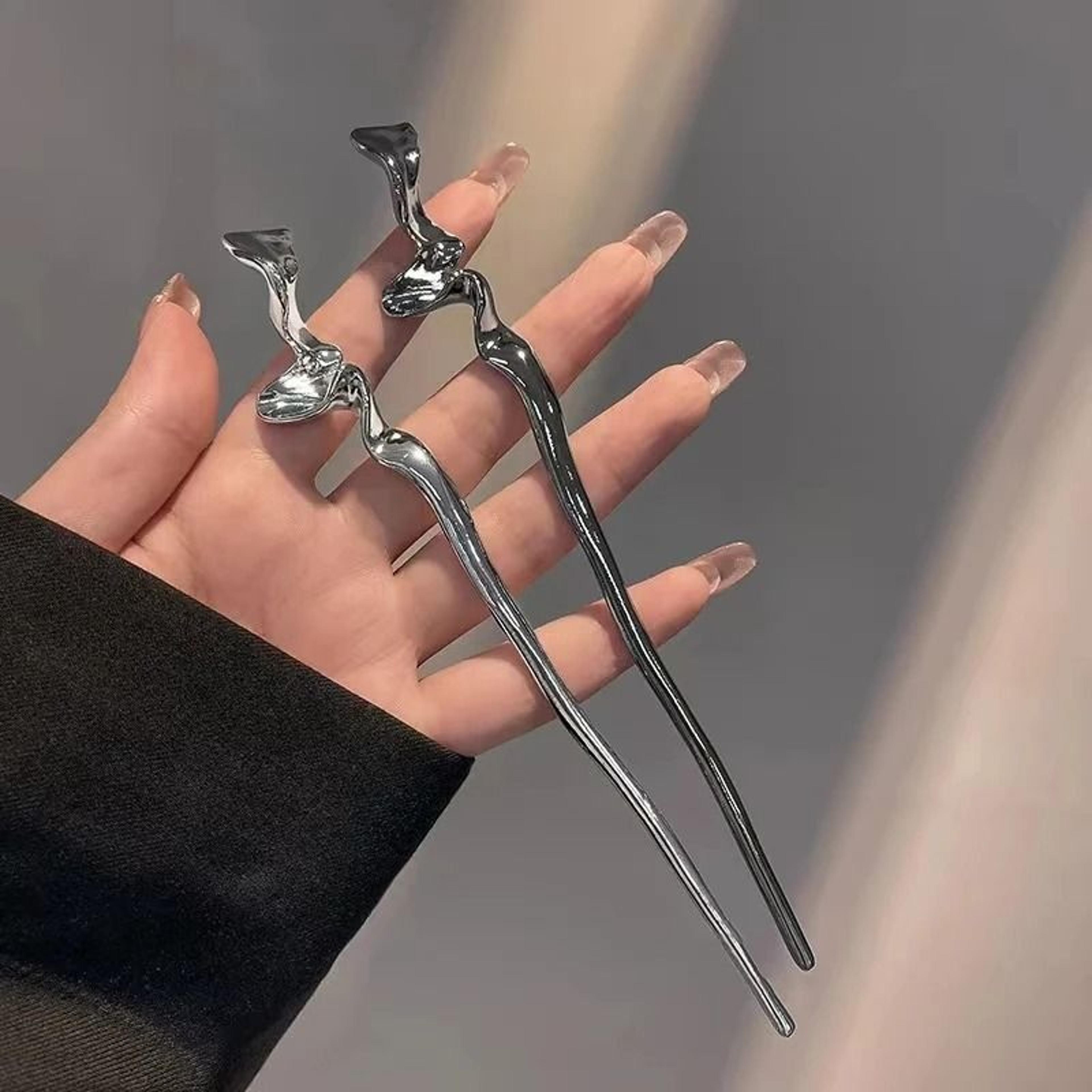 minimalist metal hair stick punk inspired chinese style hairpin
