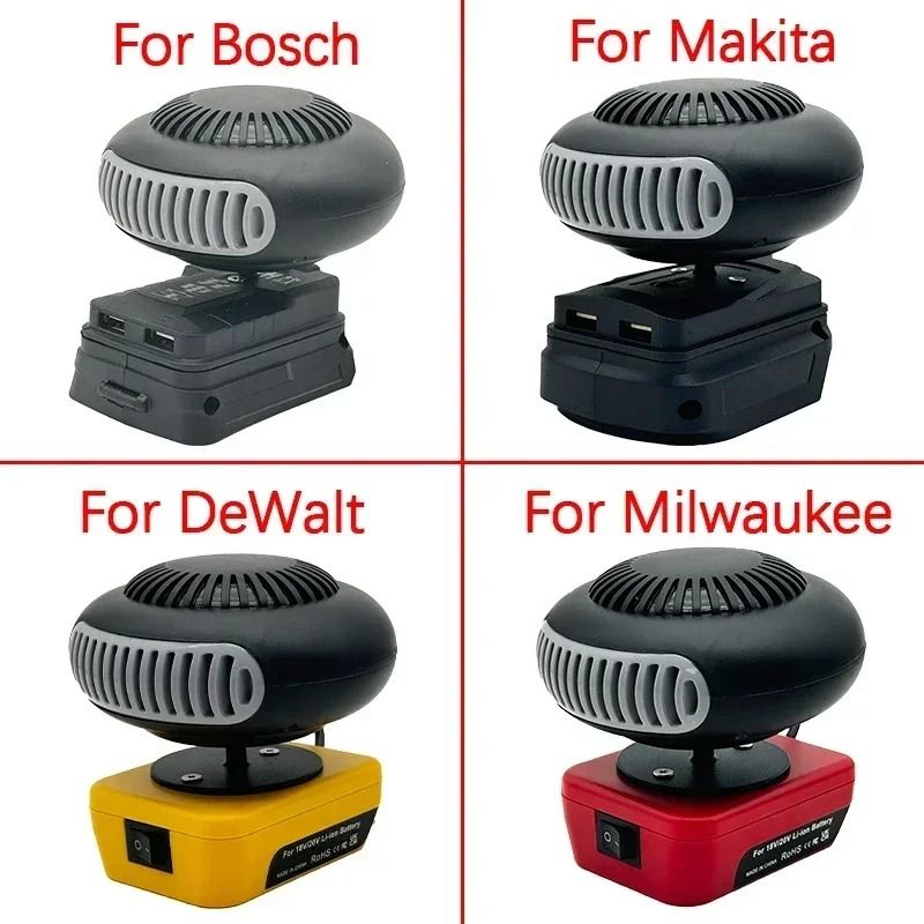 tool battery powered heater using 18v–20v lithium packs, portable warm air blower