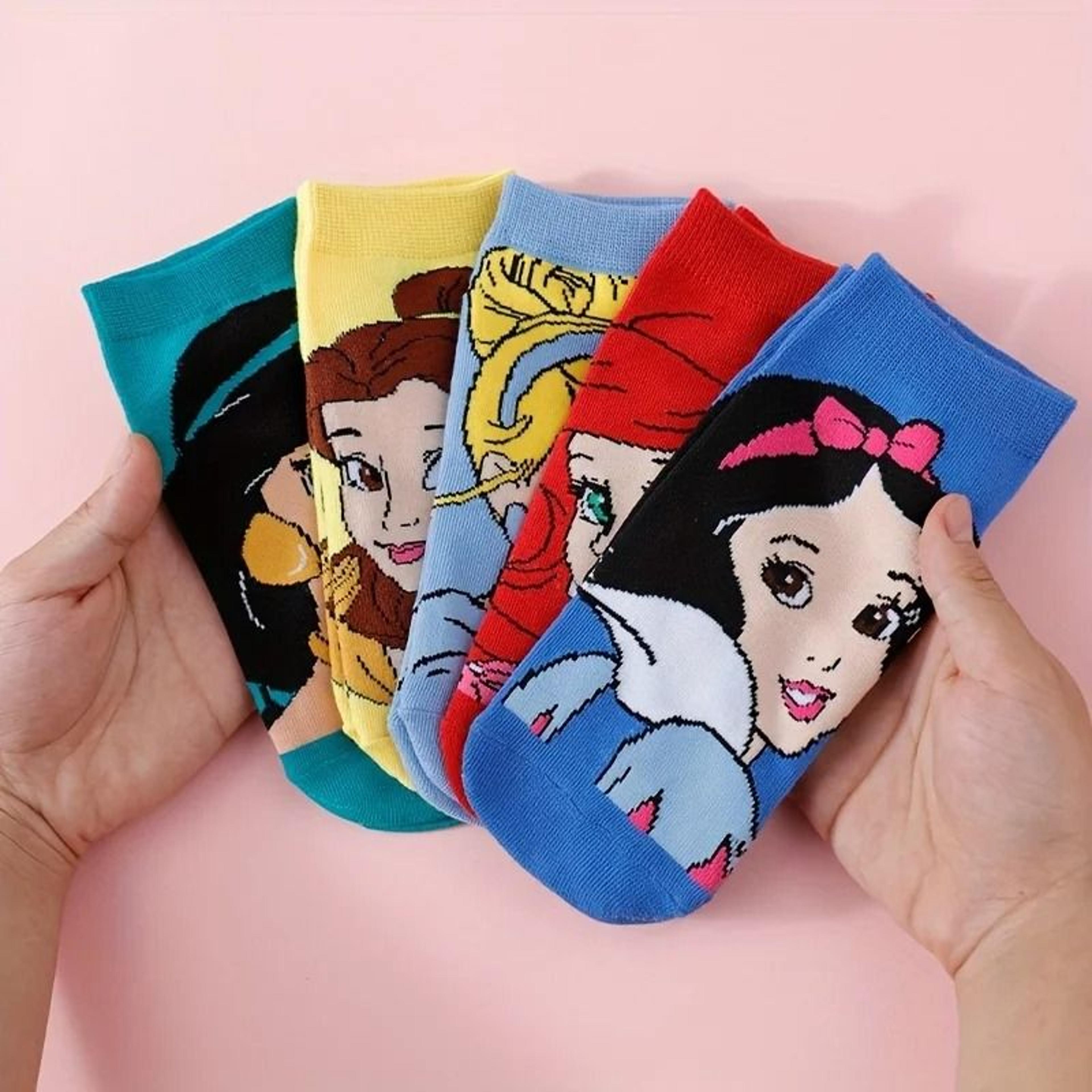 cute cartoon casual socks for women 5 pair set