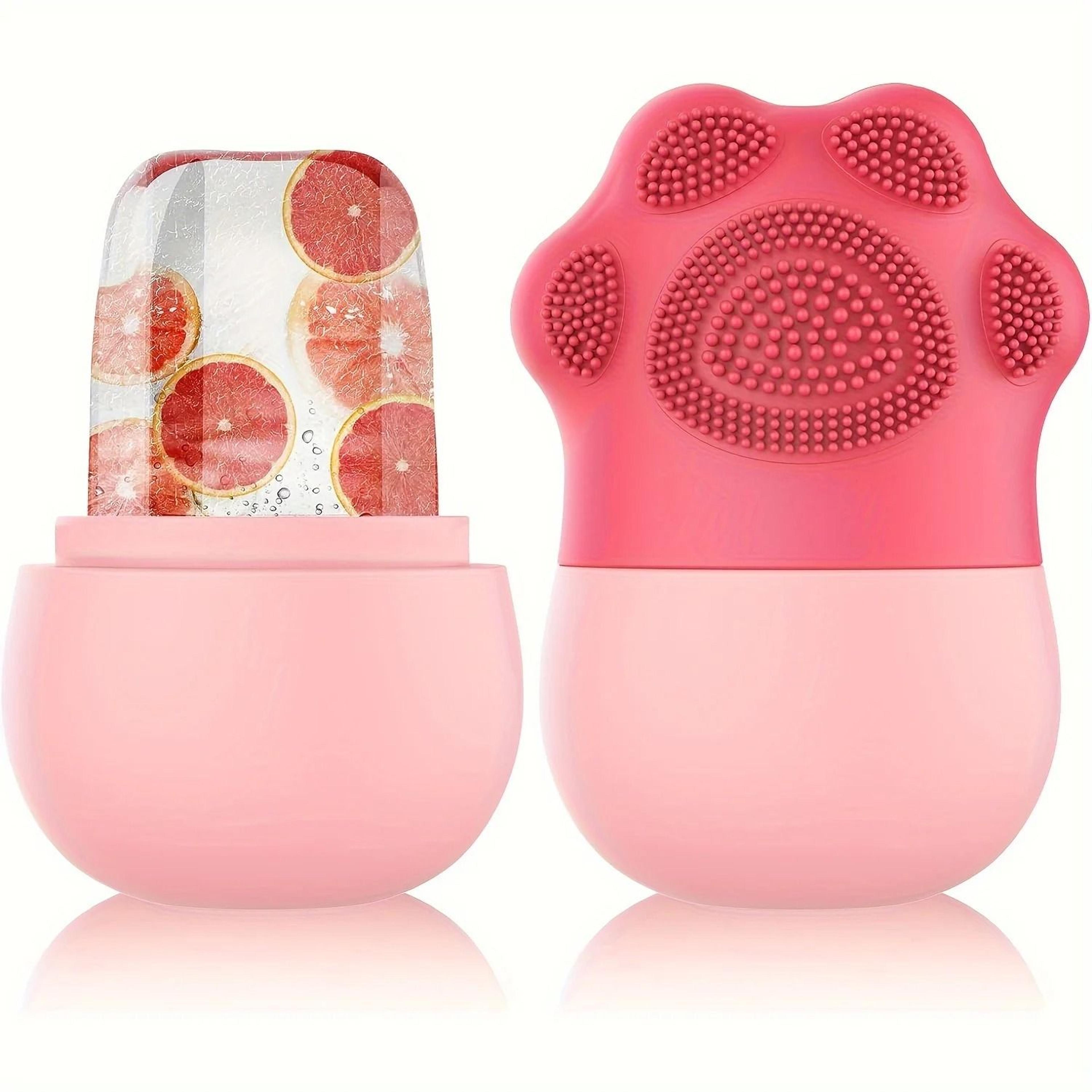 ice roller for face with silicone brush cleaning pad