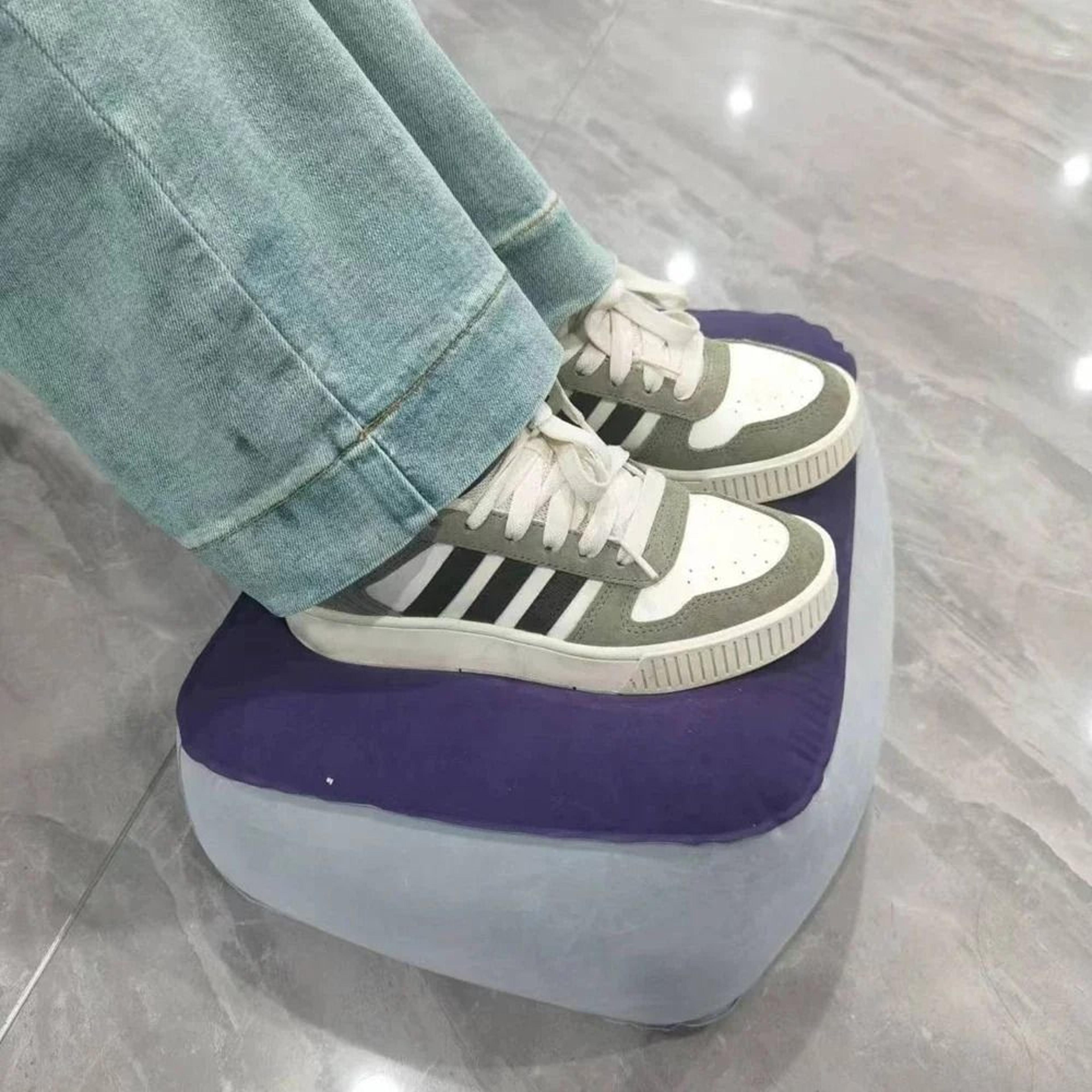 inflatable footrest pillow for travel and under desk use