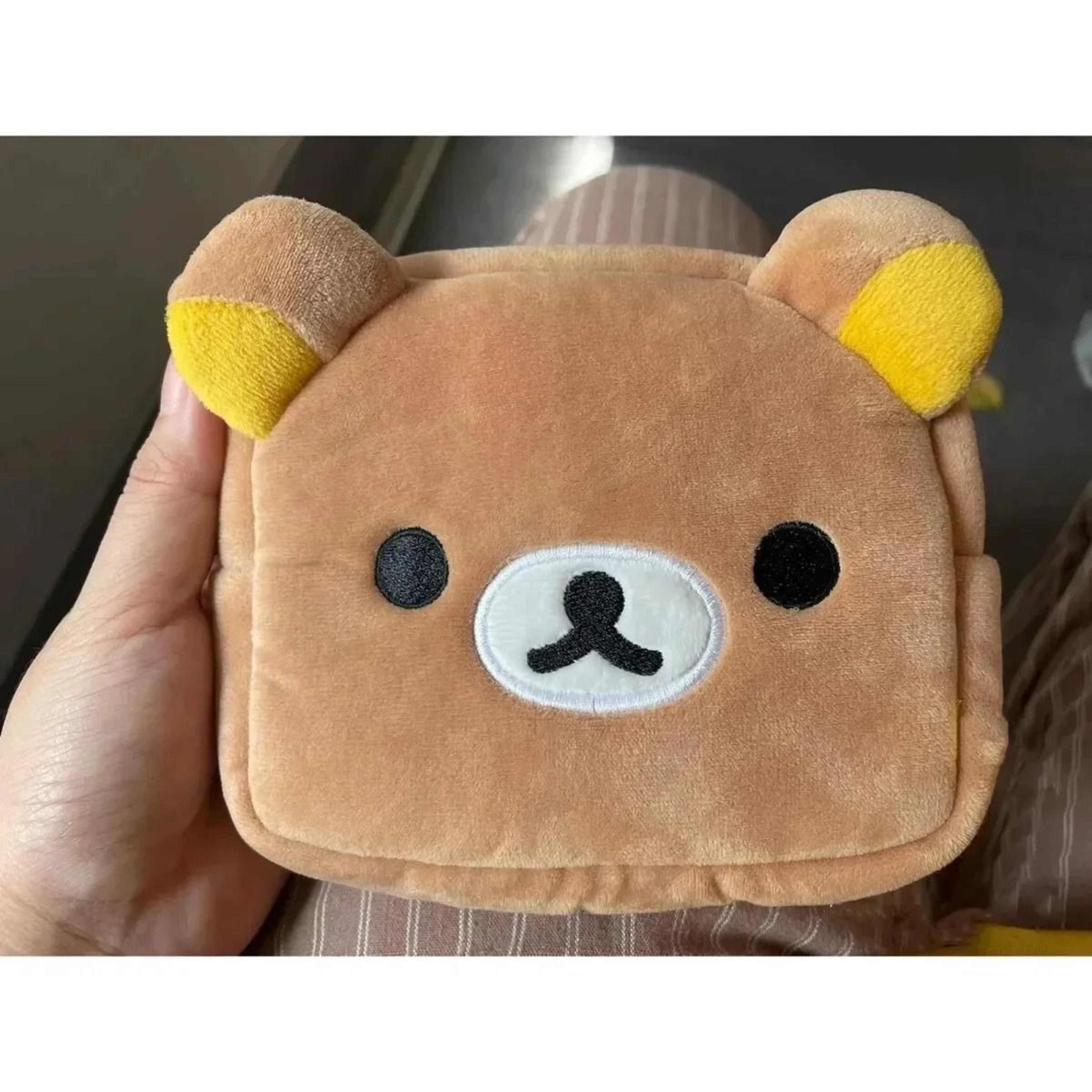 cute cartoon bear makeup storage bag with multiple compartments