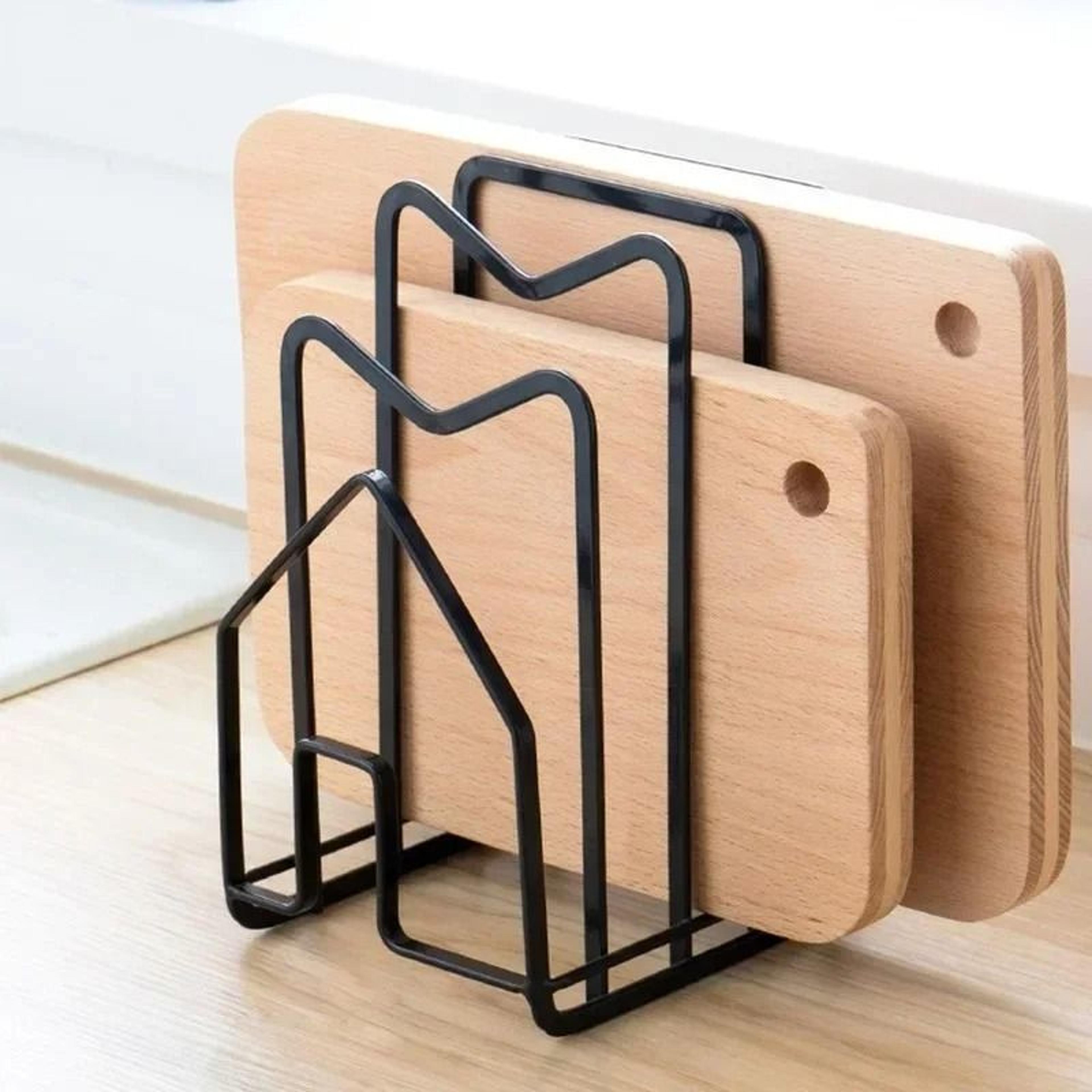 multi-layer cutting board and pot lid organizer rack