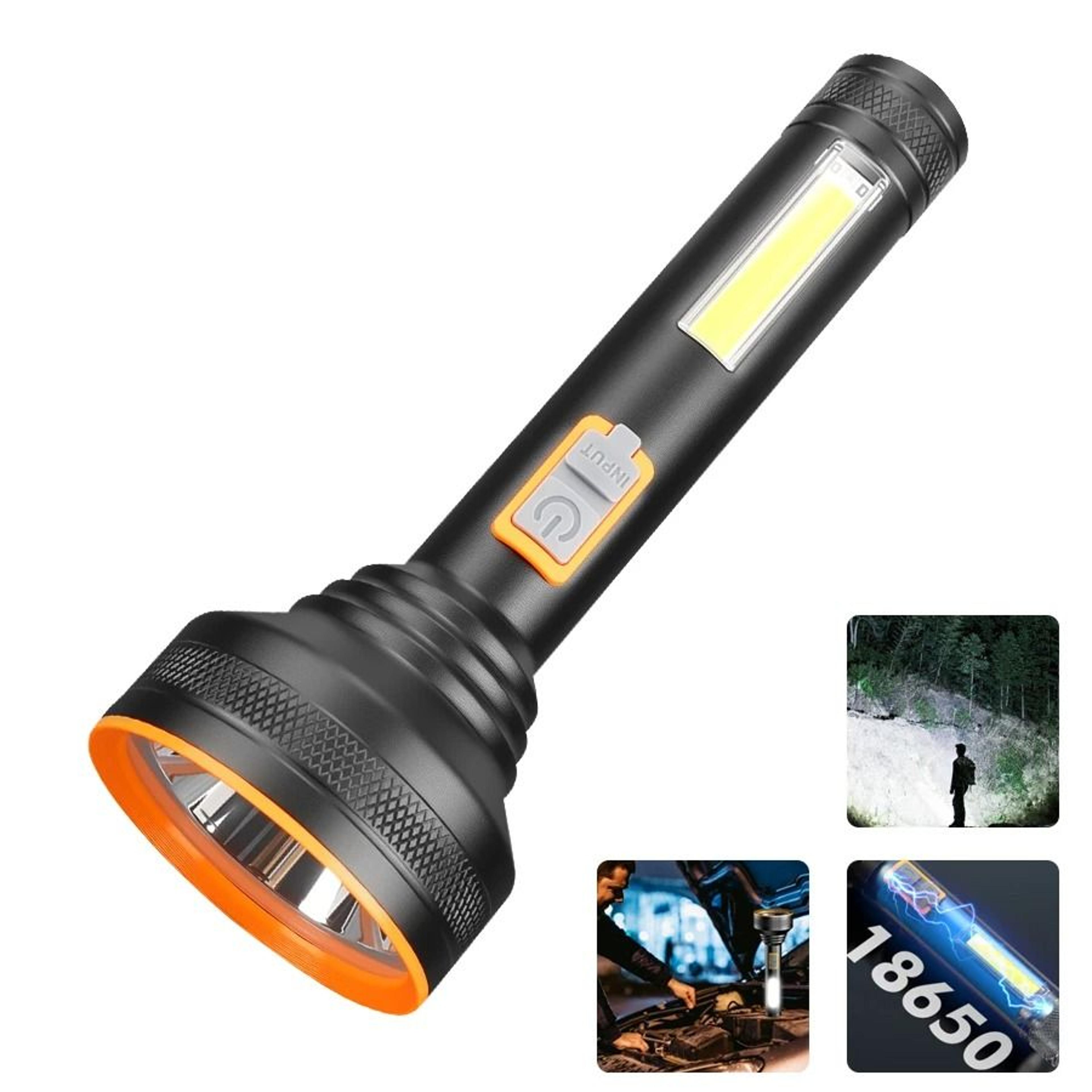 rechargeable high power led camping spotlight with side light