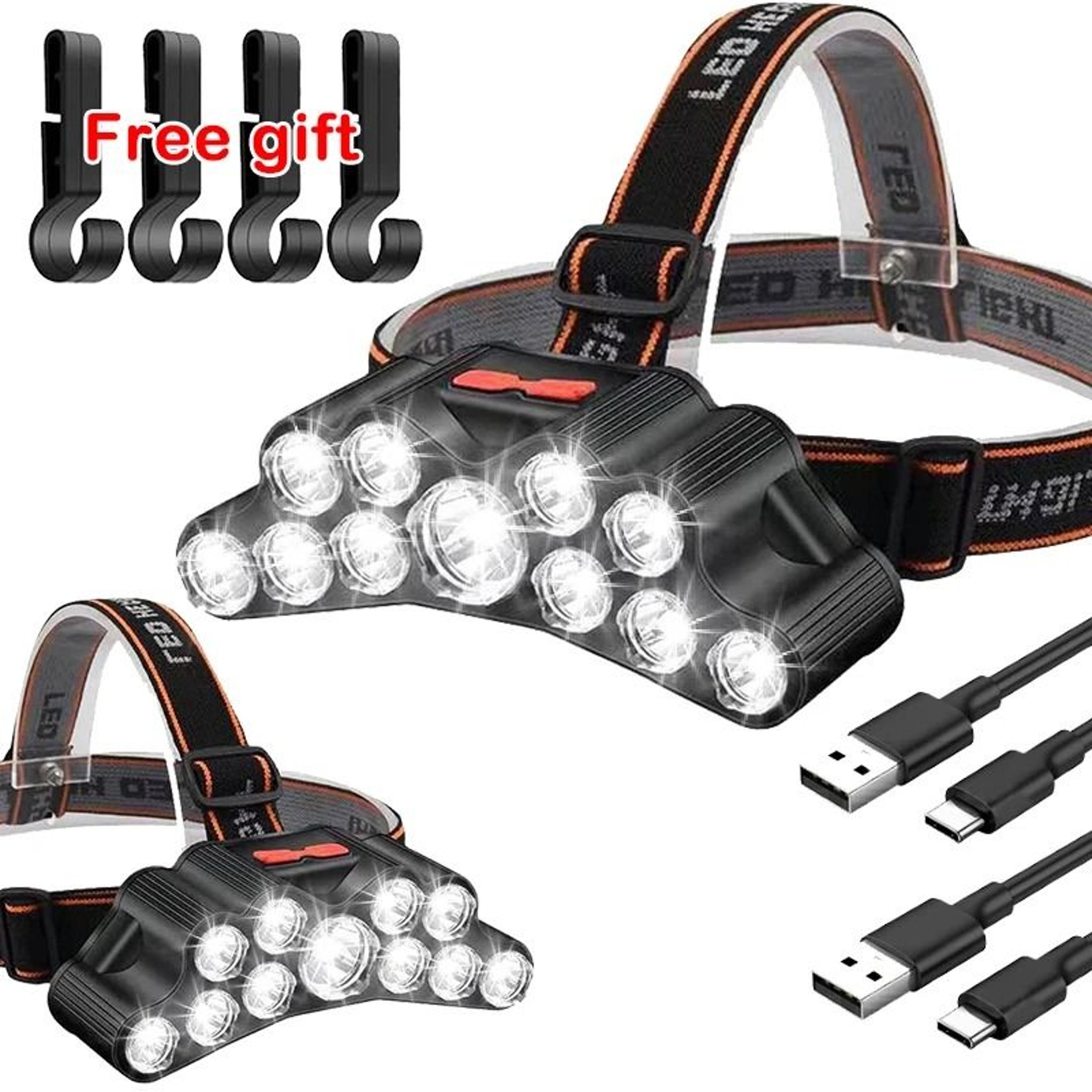 strong light 11-led usb rechargeable headlamp with built-in battery