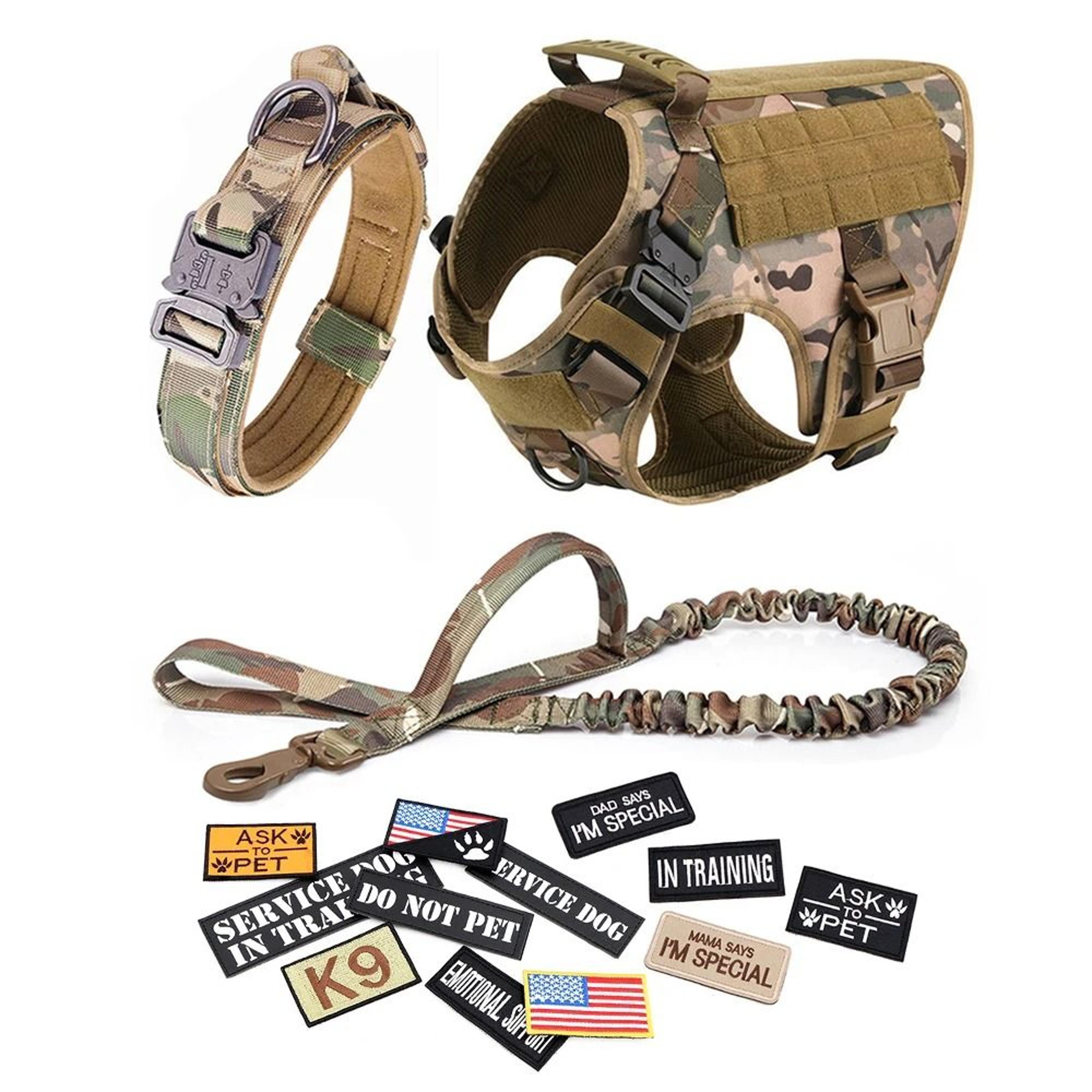 tactical dog harness leash collar set for medium and large dogs