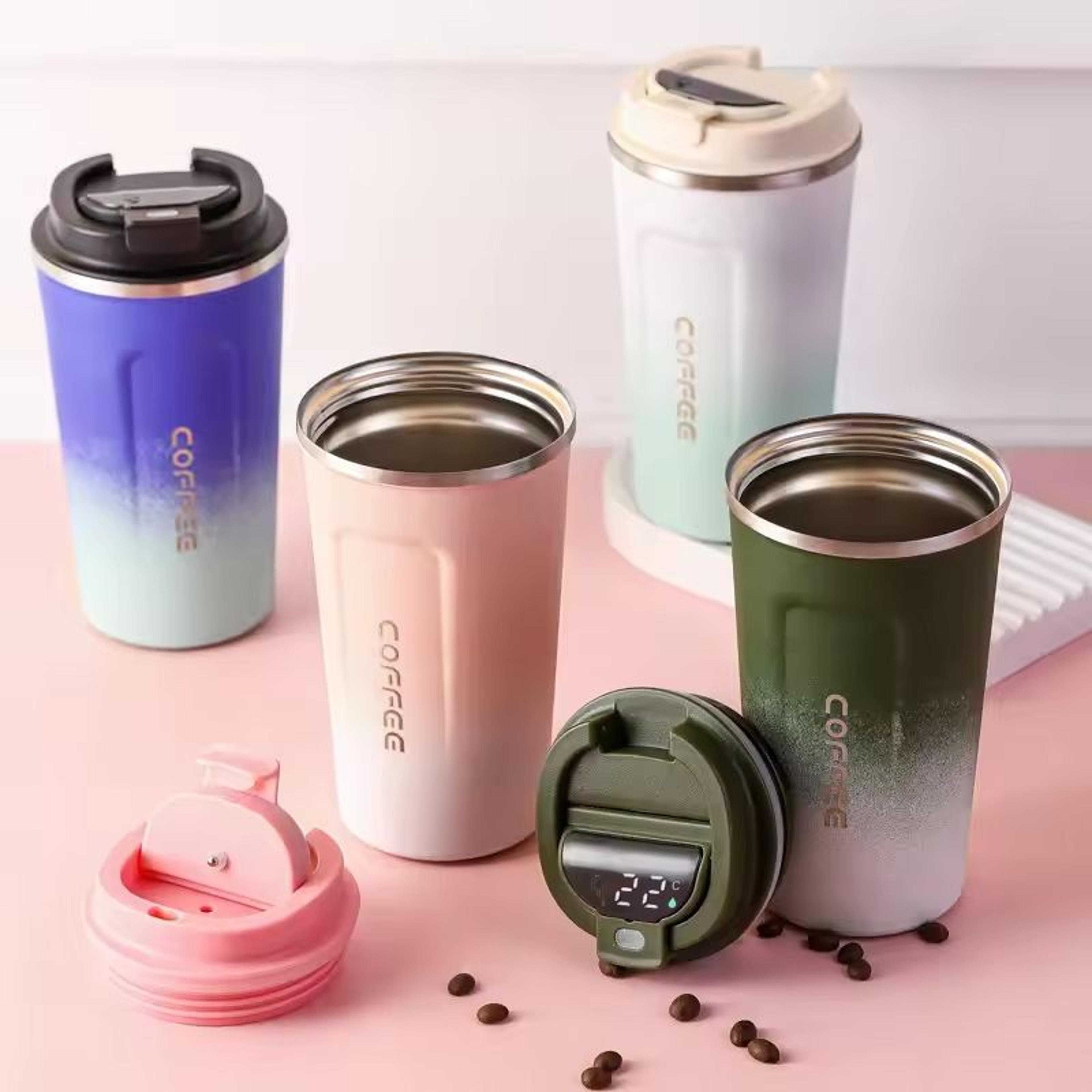 intelligent digital temperature display travel coffee mug with vacuum insulation