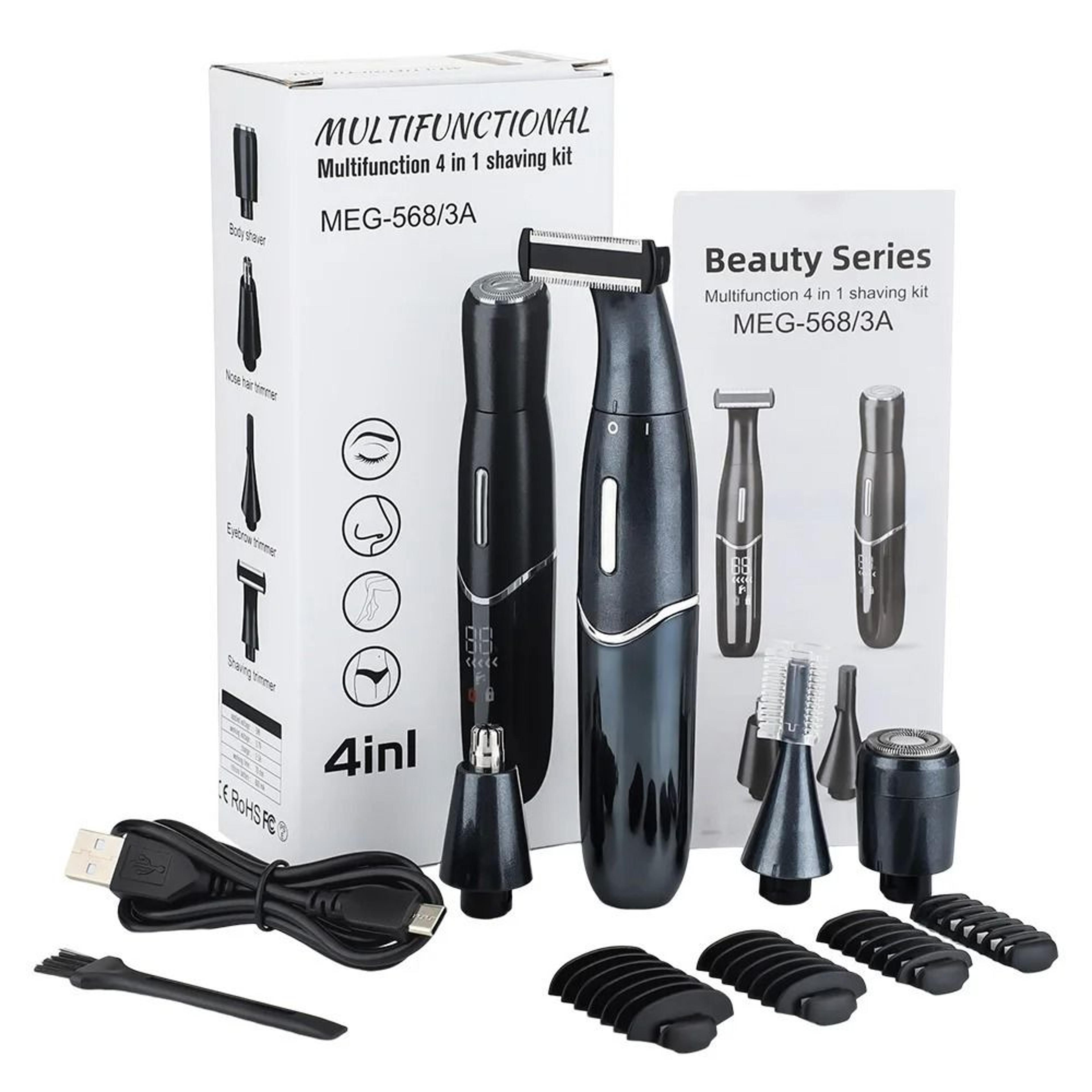 wet and dry precision body groomer for sensitive areas with 3d floating foil and adjustable guard