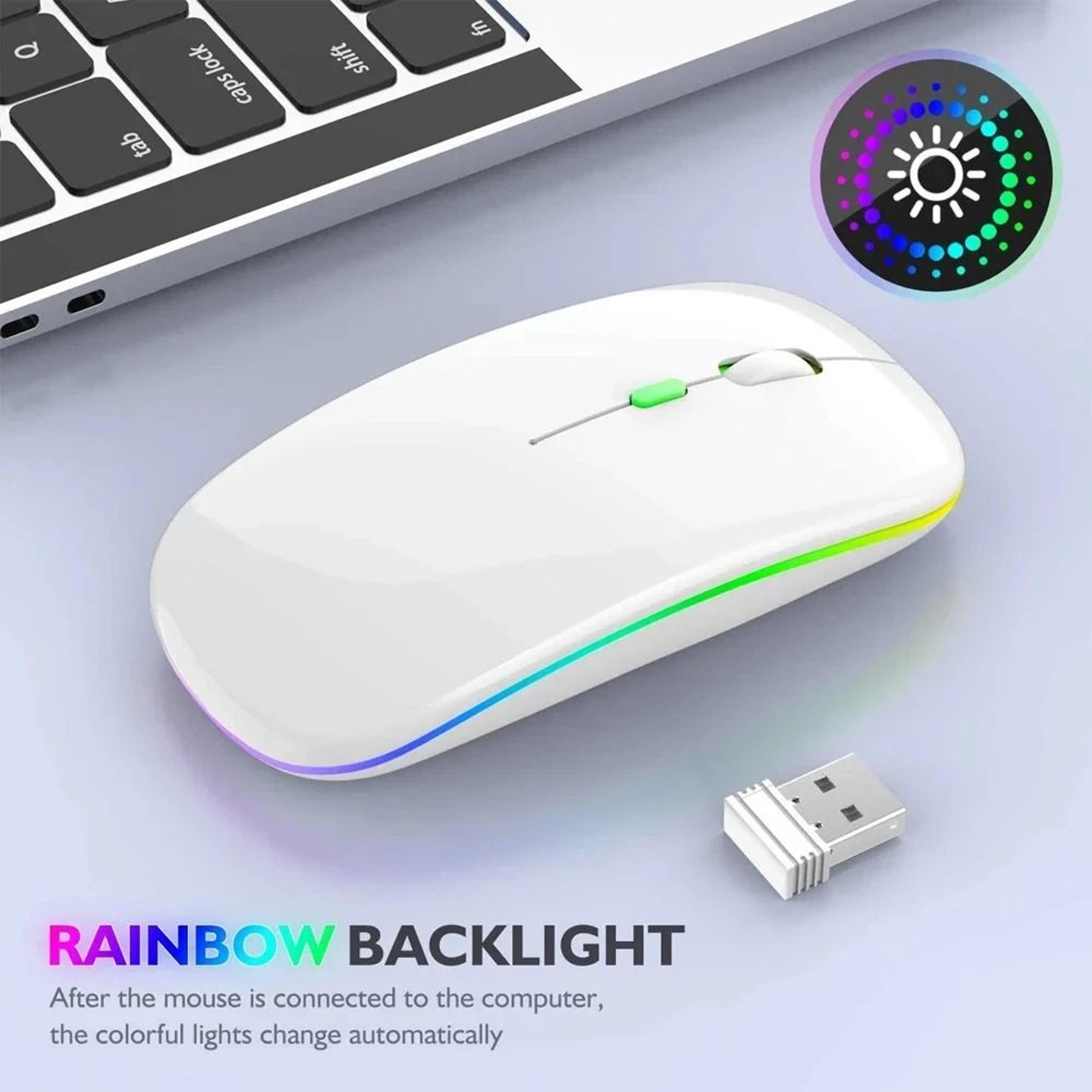 rechargeable silent wireless mouse with bluetooth dual mode and led backlight