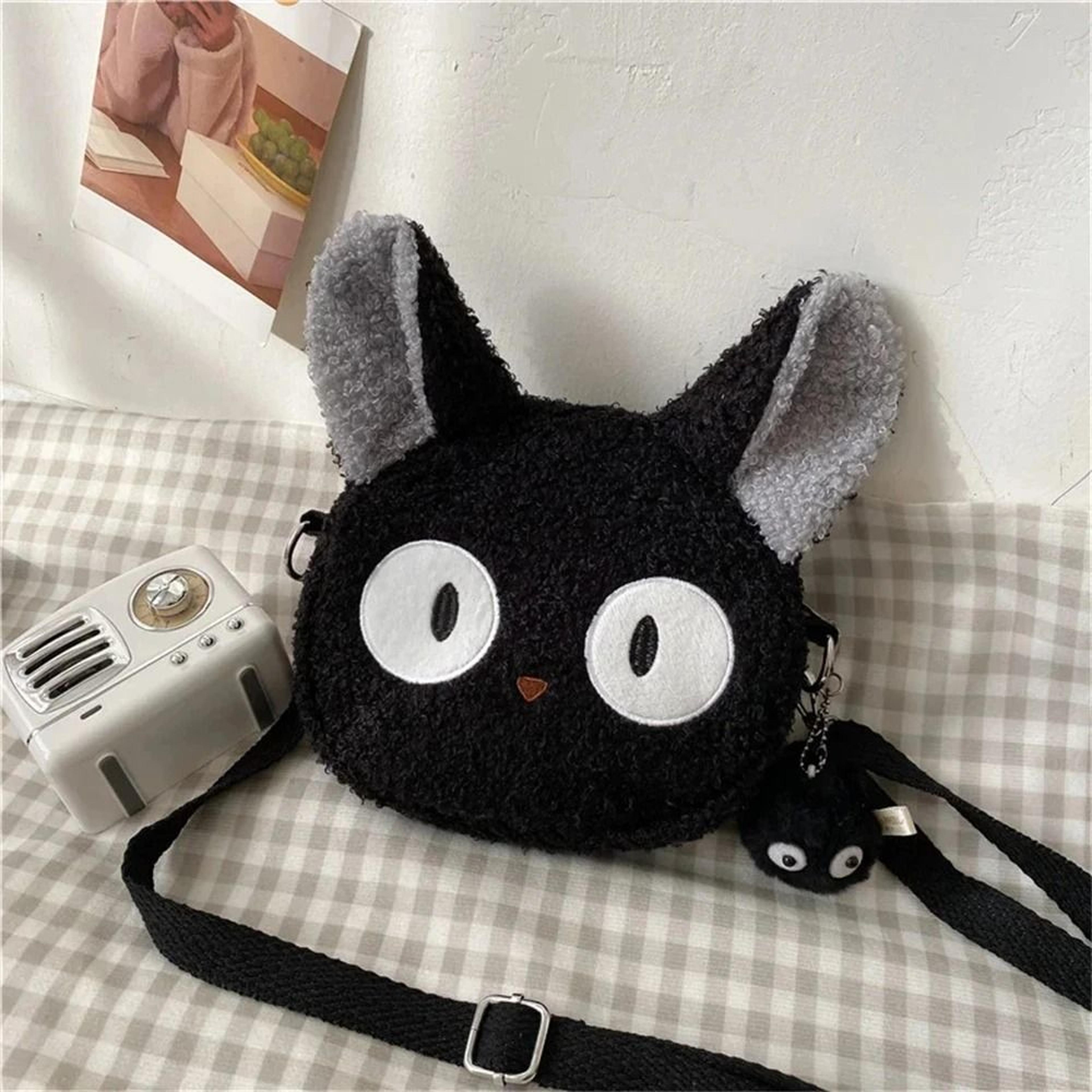 kawaii plush cat crossbody bag for women and teens