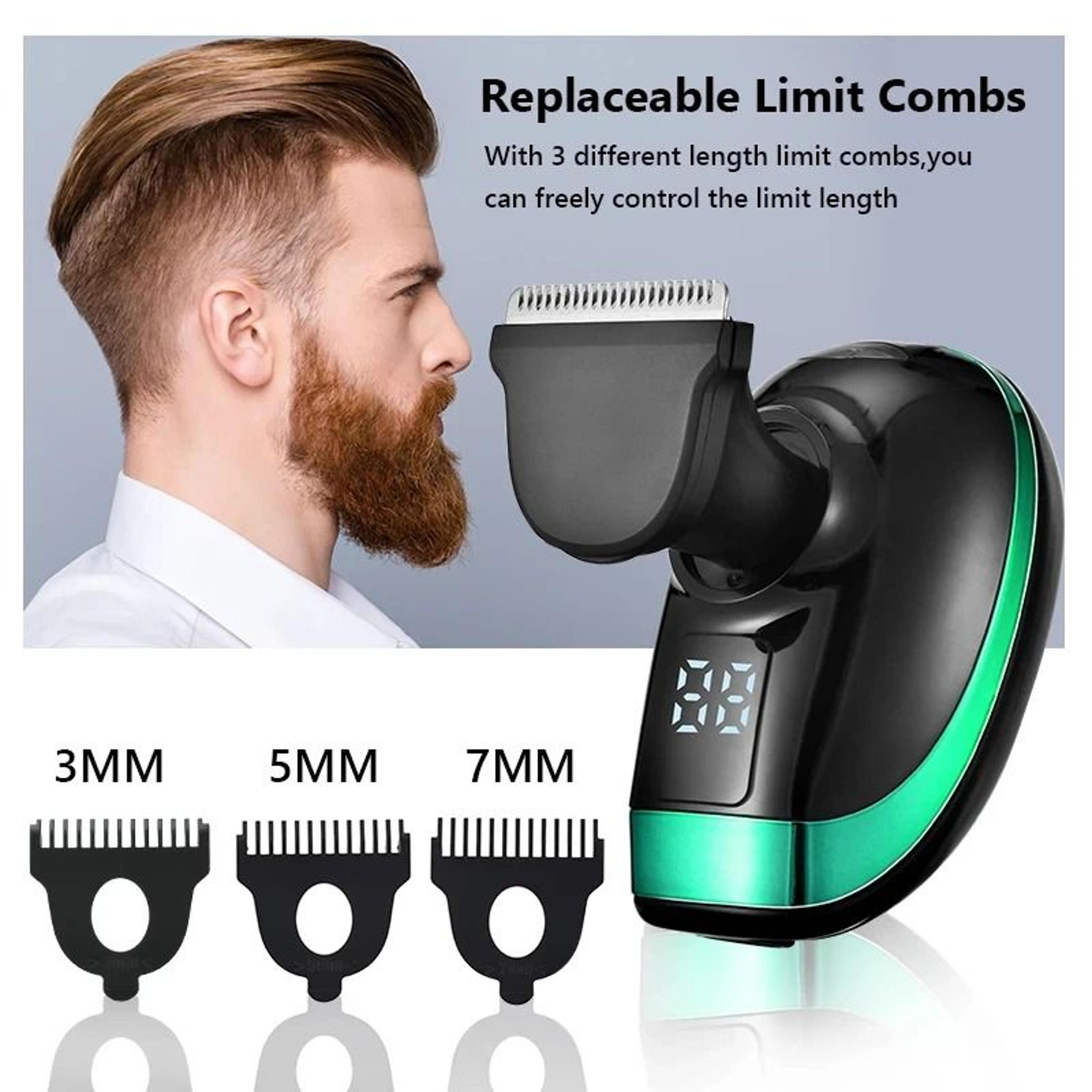 5 in 1 rechargeable bald head shaver with 5 floating heads and grooming attachments