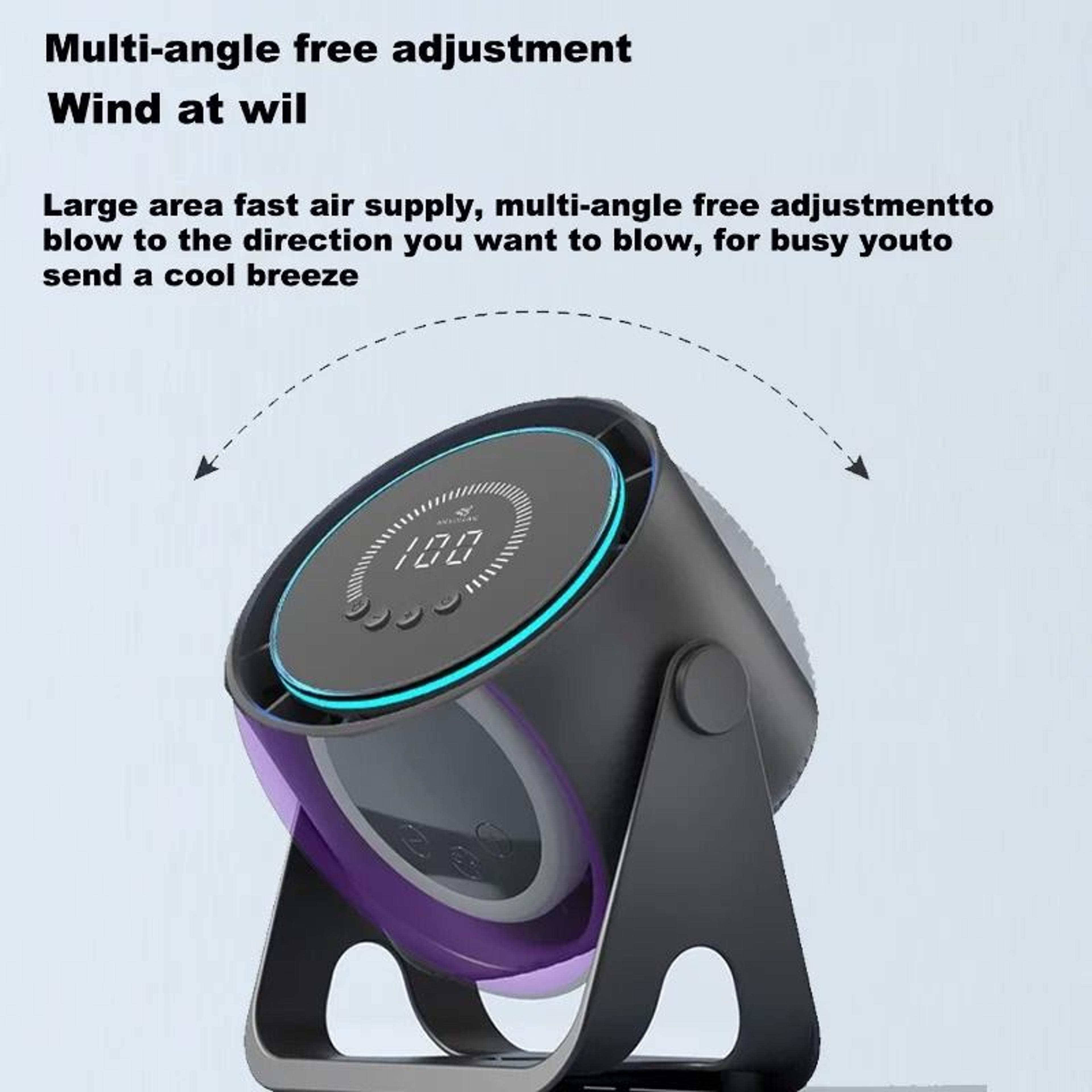 usb rechargeable bladeless fan with 100-speed control and ultra-quiet cooling