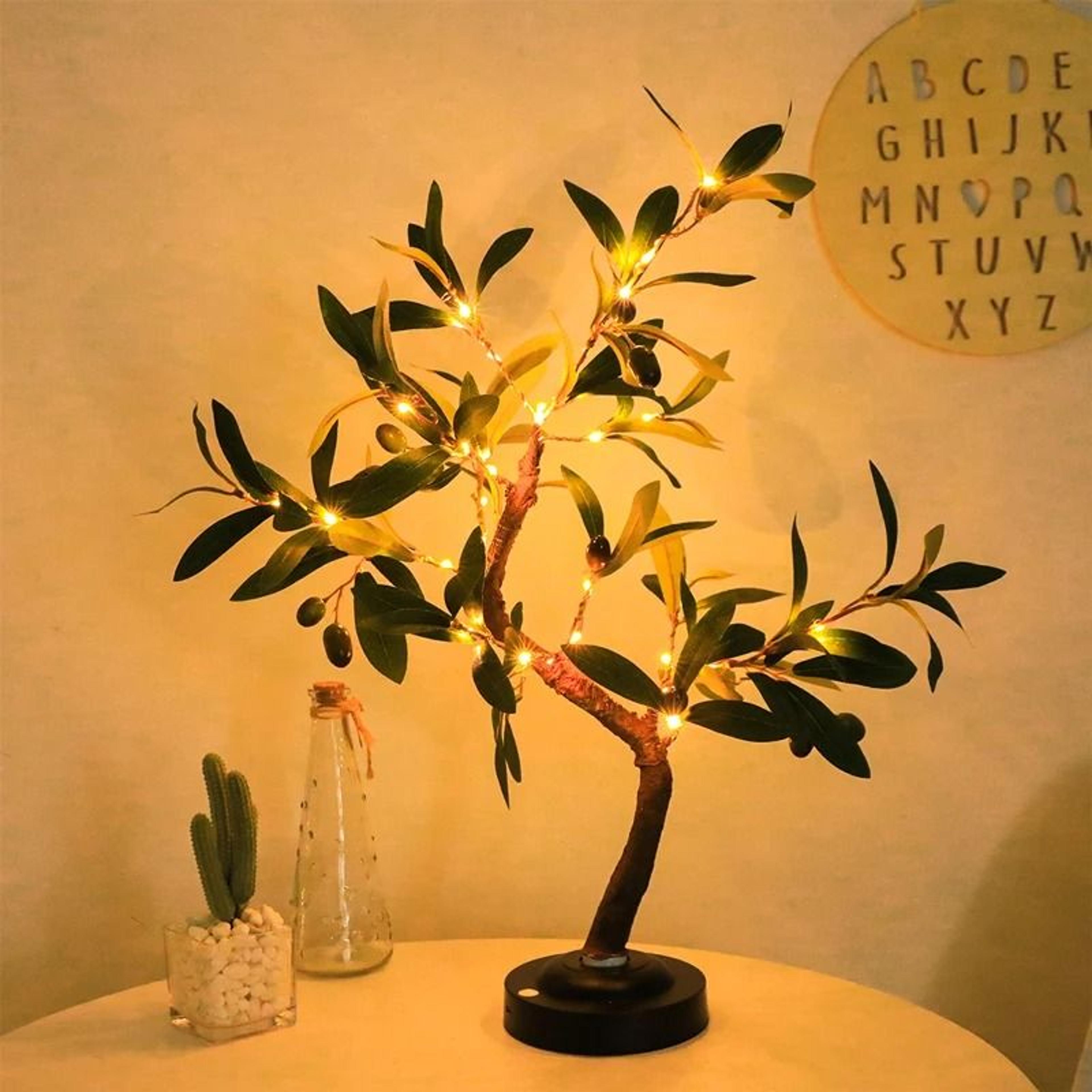 led tree table lamp with diy bendable branches and warm white glow for indoor decor
