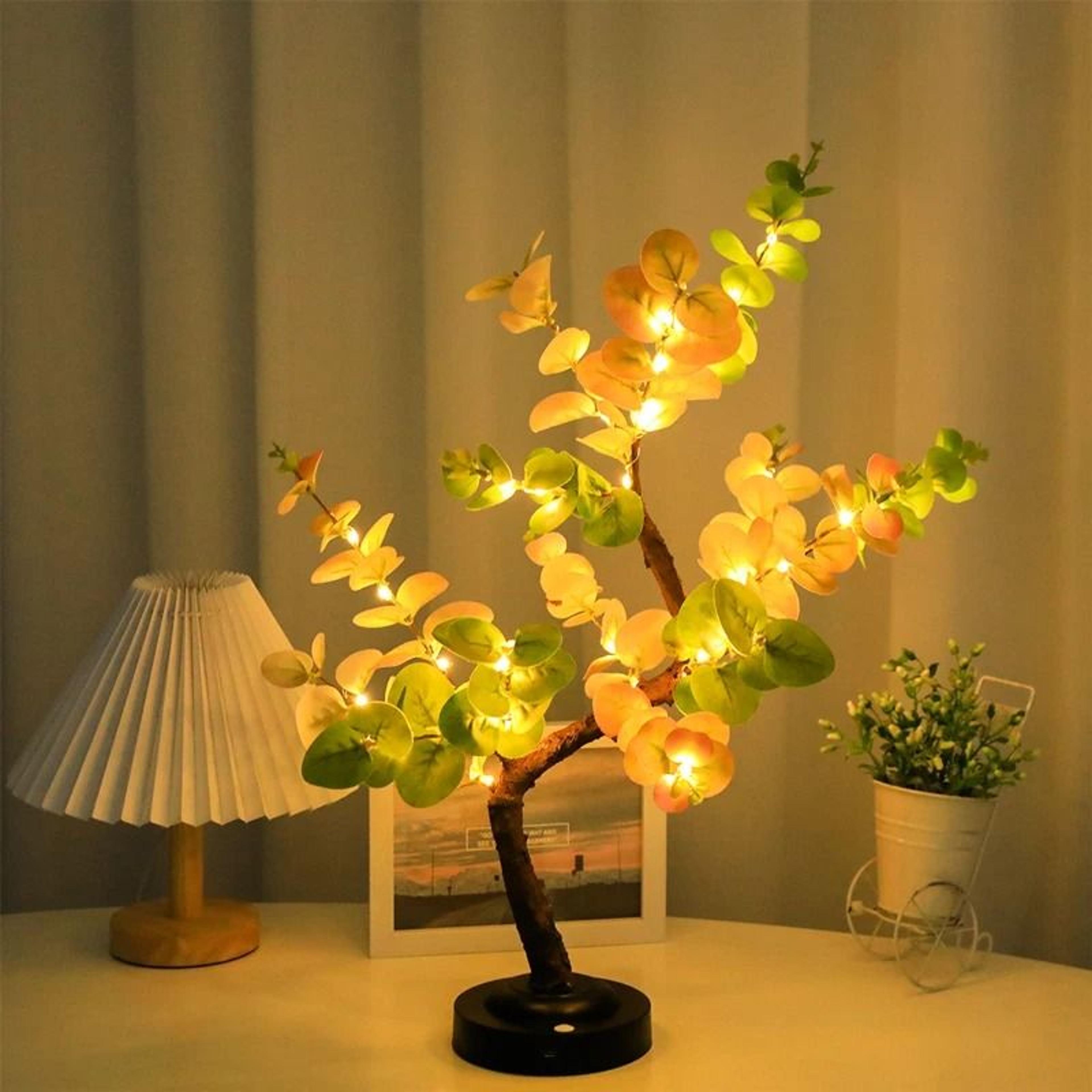 led bonsai tree table lamp with adjustable branches and warm white glow for bedroom and study decor