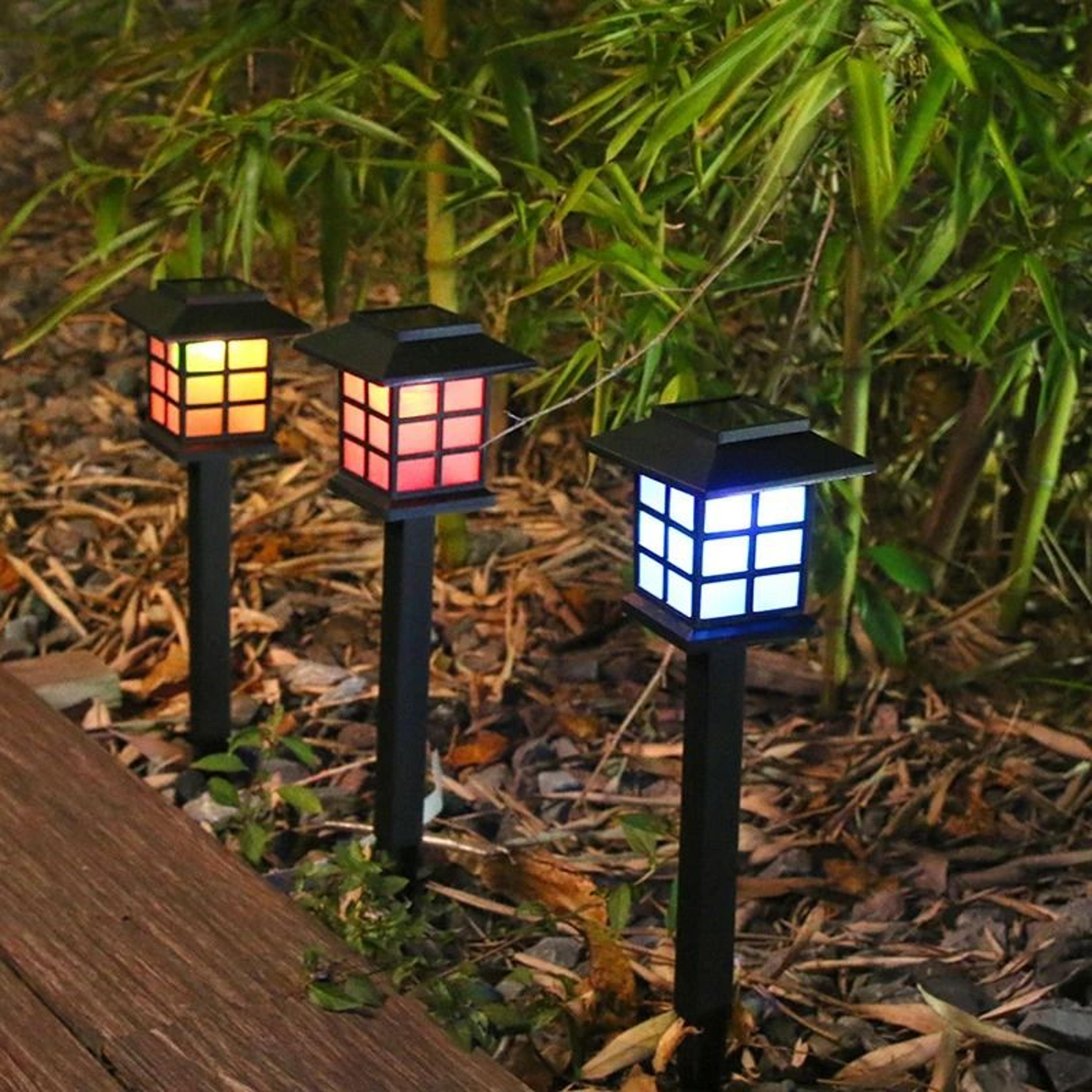 2 pack solar pathway lights ip65 waterproof outdoor grass lamps for garden and walkway decor