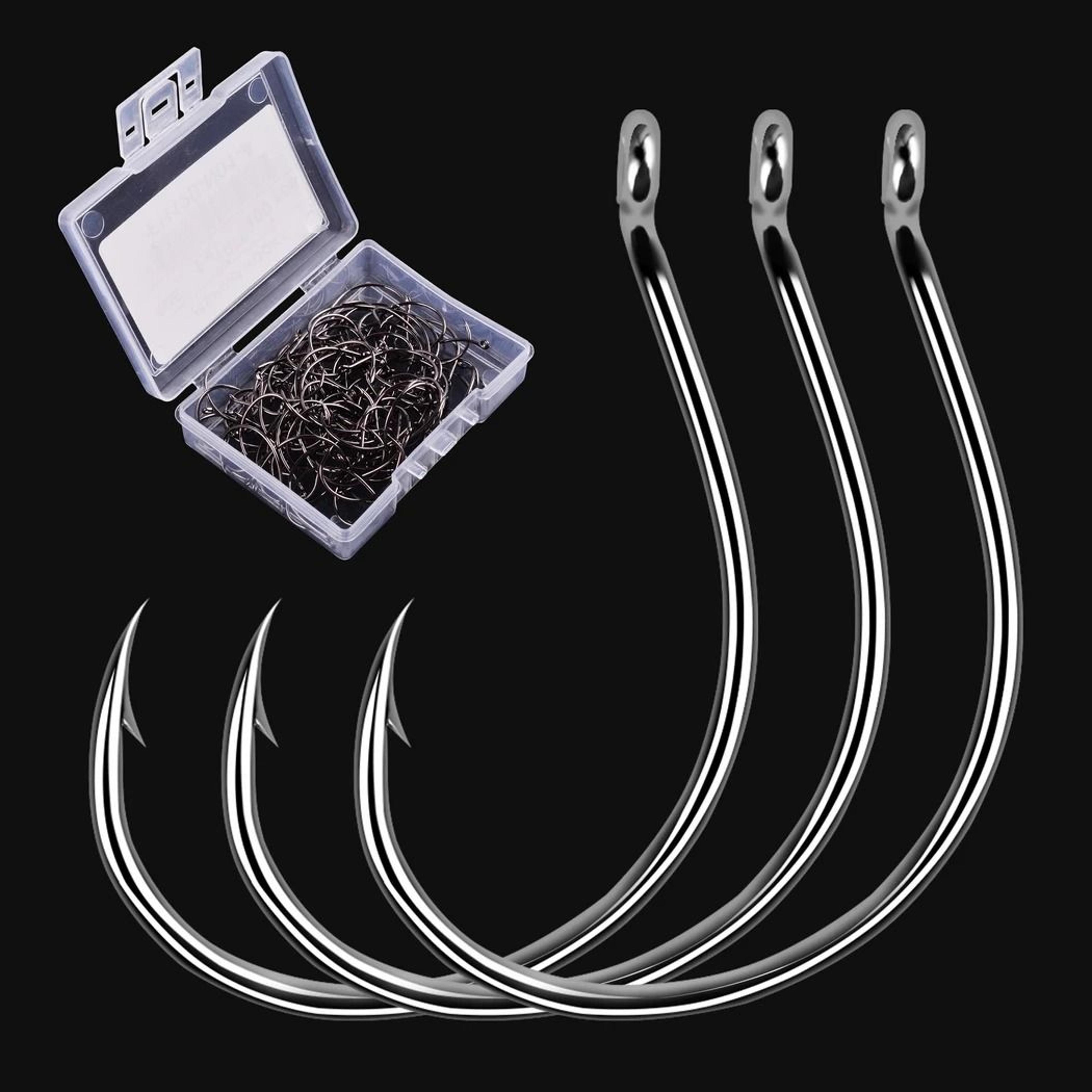100-piece barbed carbon steel fishing hook set for river, shrimp, and lobster fishing