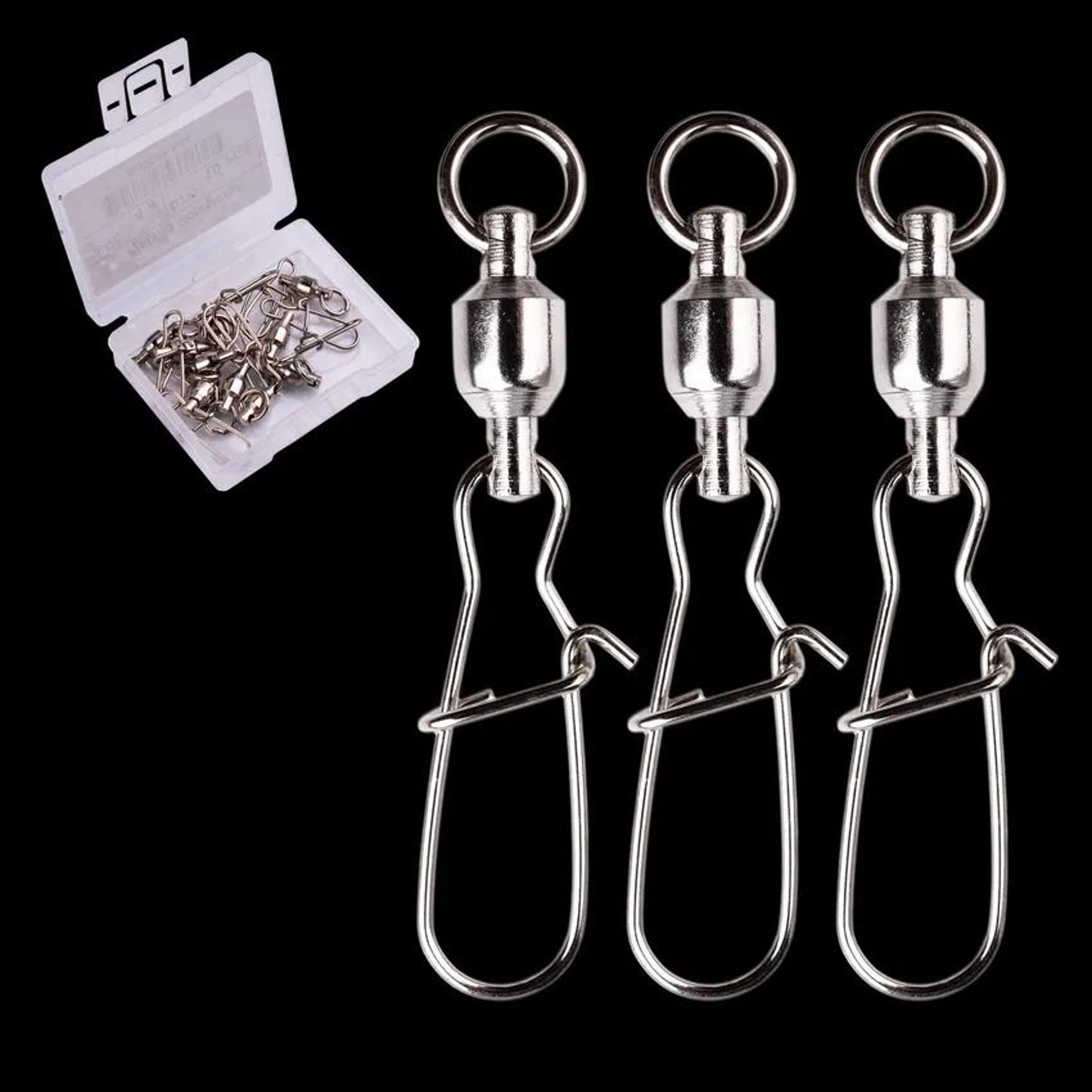10-piece reinforced ball bearing fishing swivel connector set with interlock snap 0 to 6