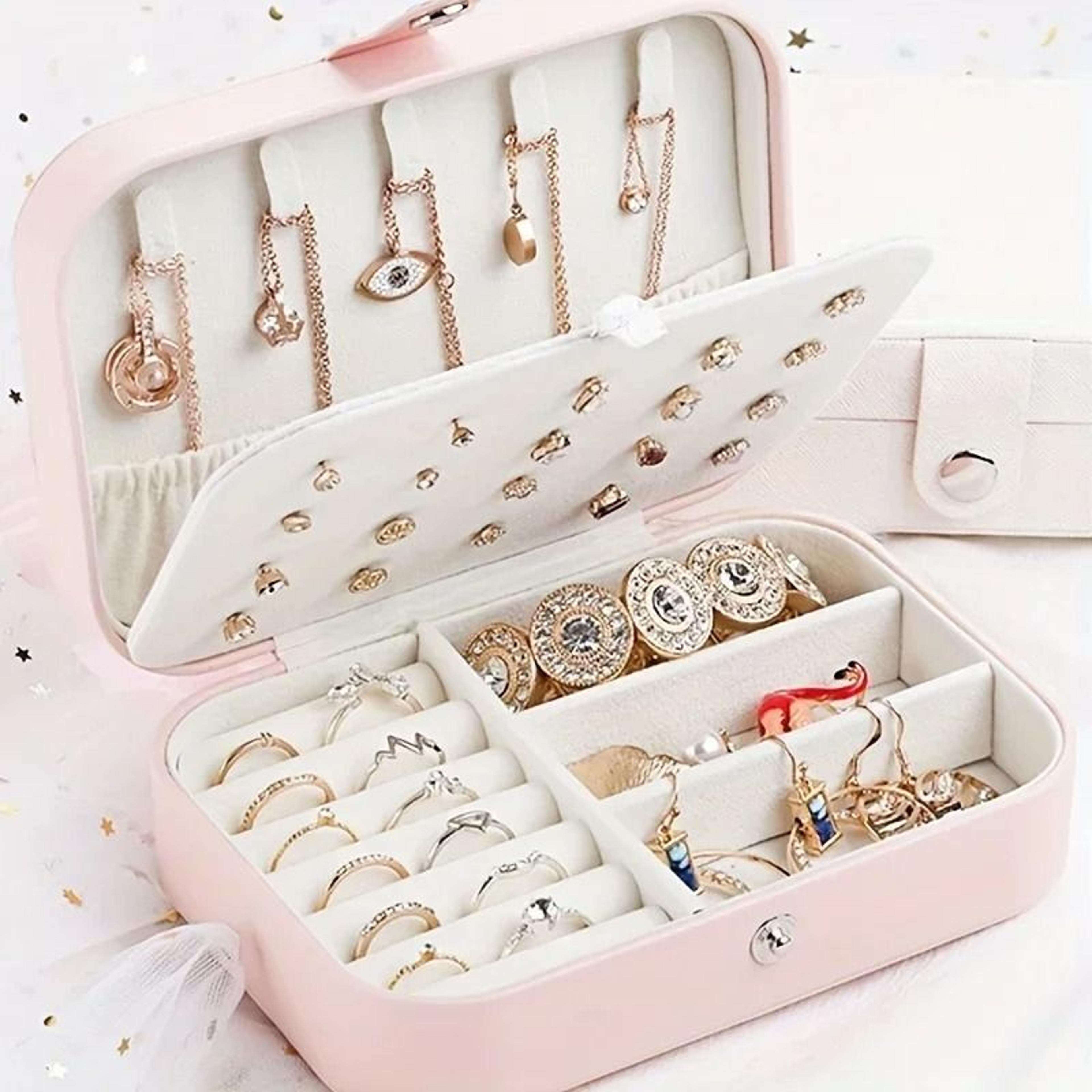 pu leather jewelry organizer box with lock